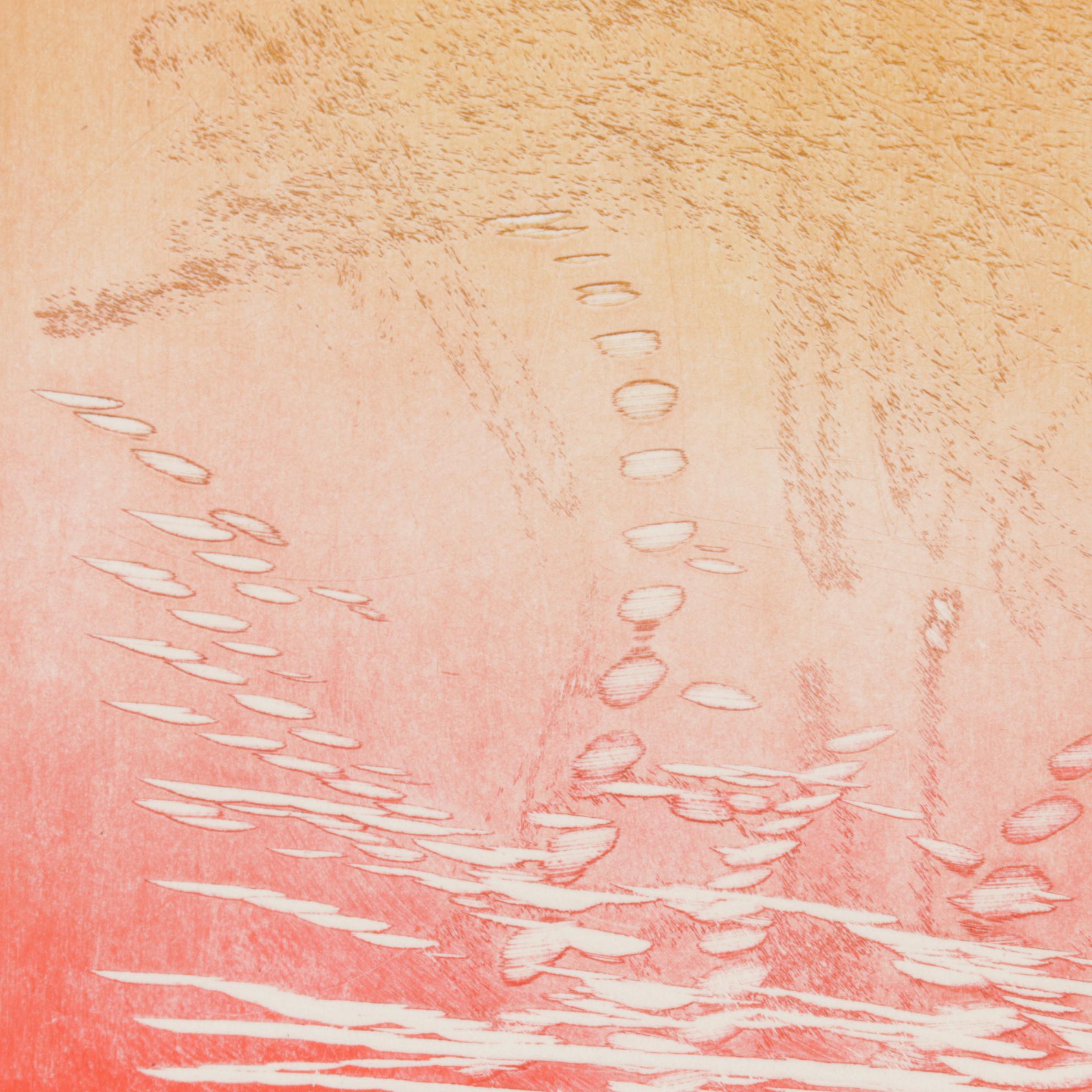 Bernard Childs Embossed Hand-Colored Etching "Month Of The Flies," 1960