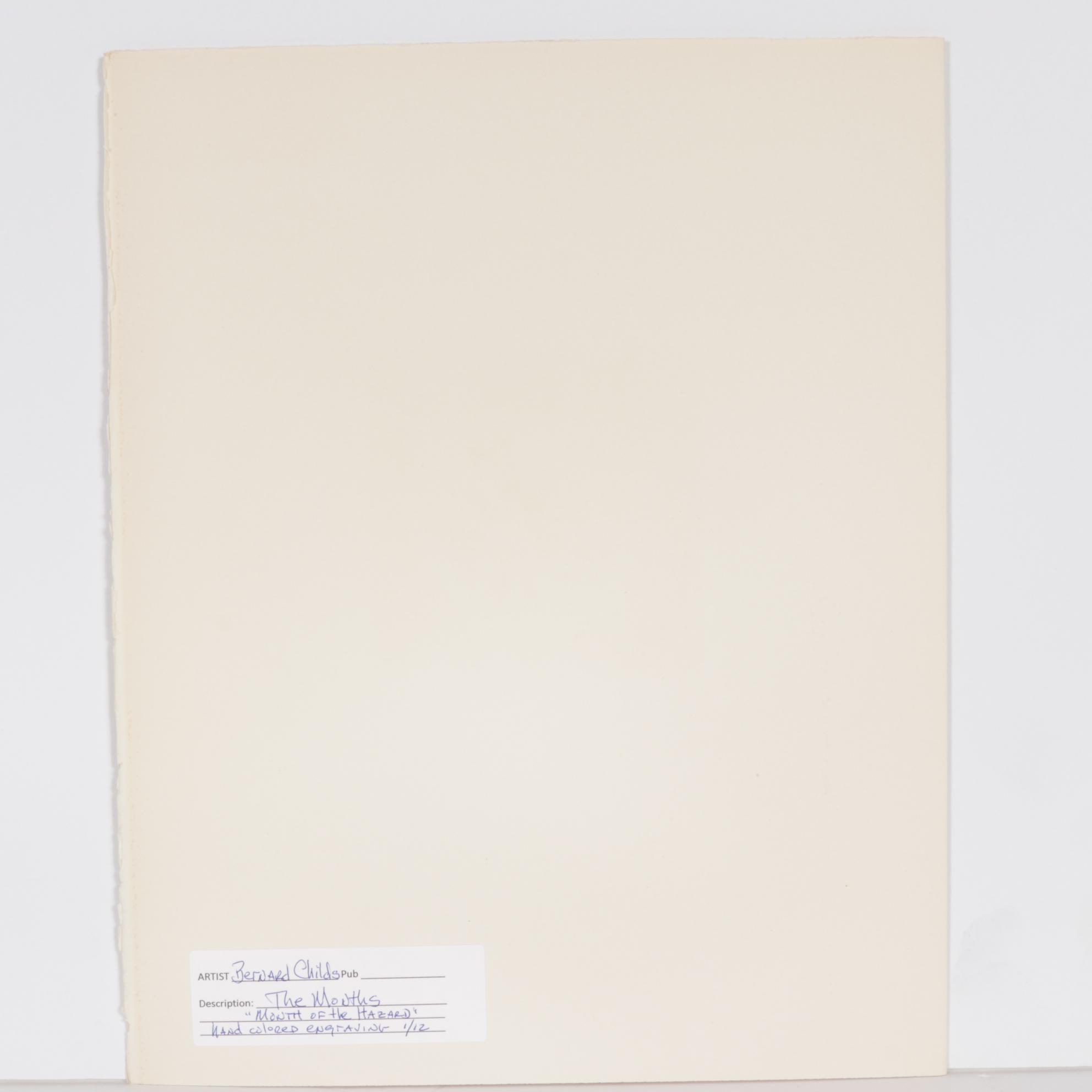 Bernard Childs Embossed Hand-Colored Etching "Month Of Hazard," 1960