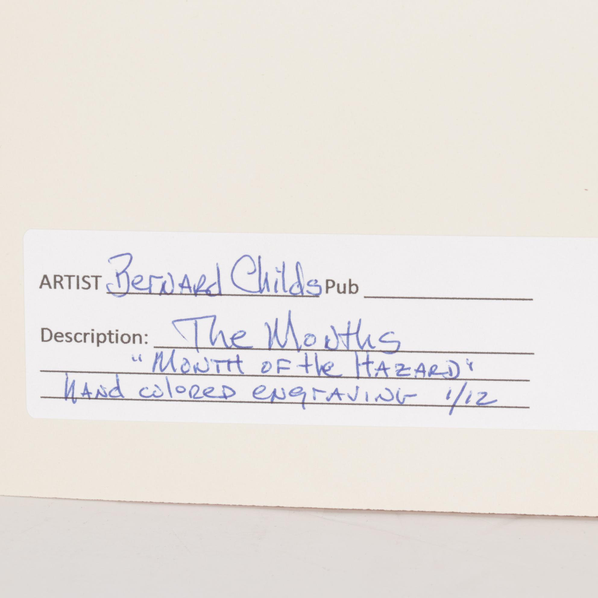 Bernard Childs Embossed Hand-Colored Etching "Month Of Hazard," 1960