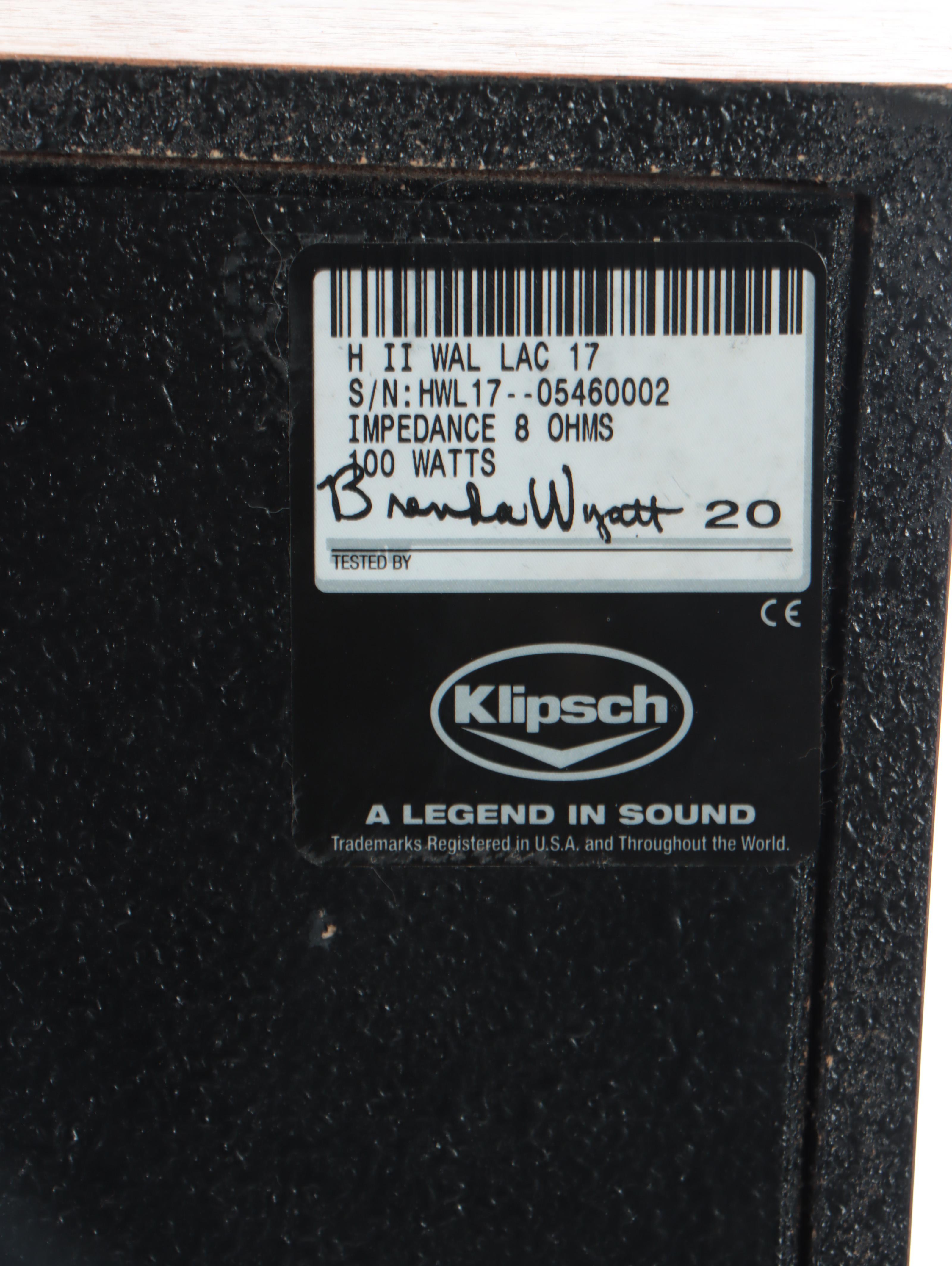 Klipsch Walnut Veneer Speakers and Ebonized Wood Bookshelf Speakers