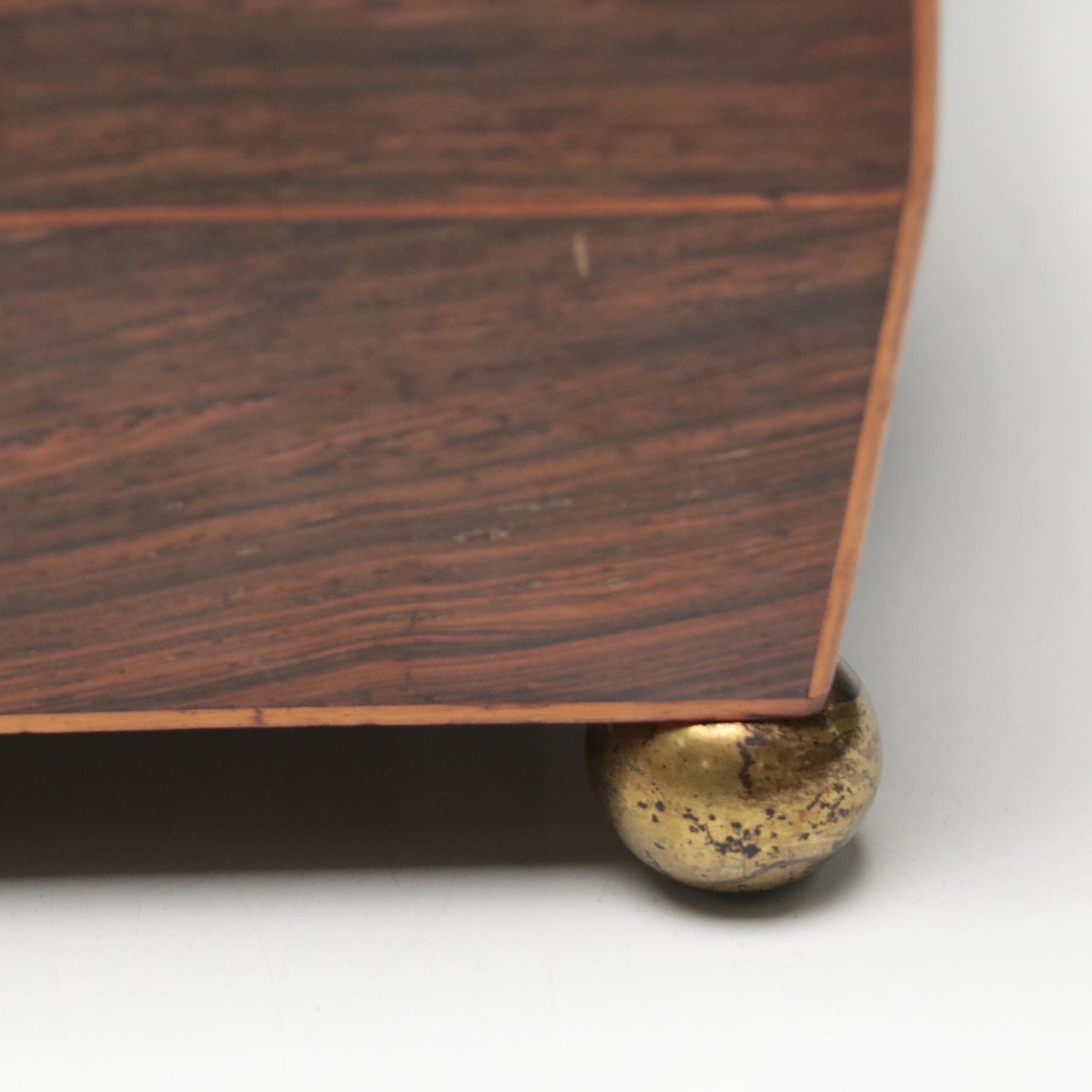 Regency Rosewood Tea Caddy with Cut Glass Mixing Bowl, Early 19th Century