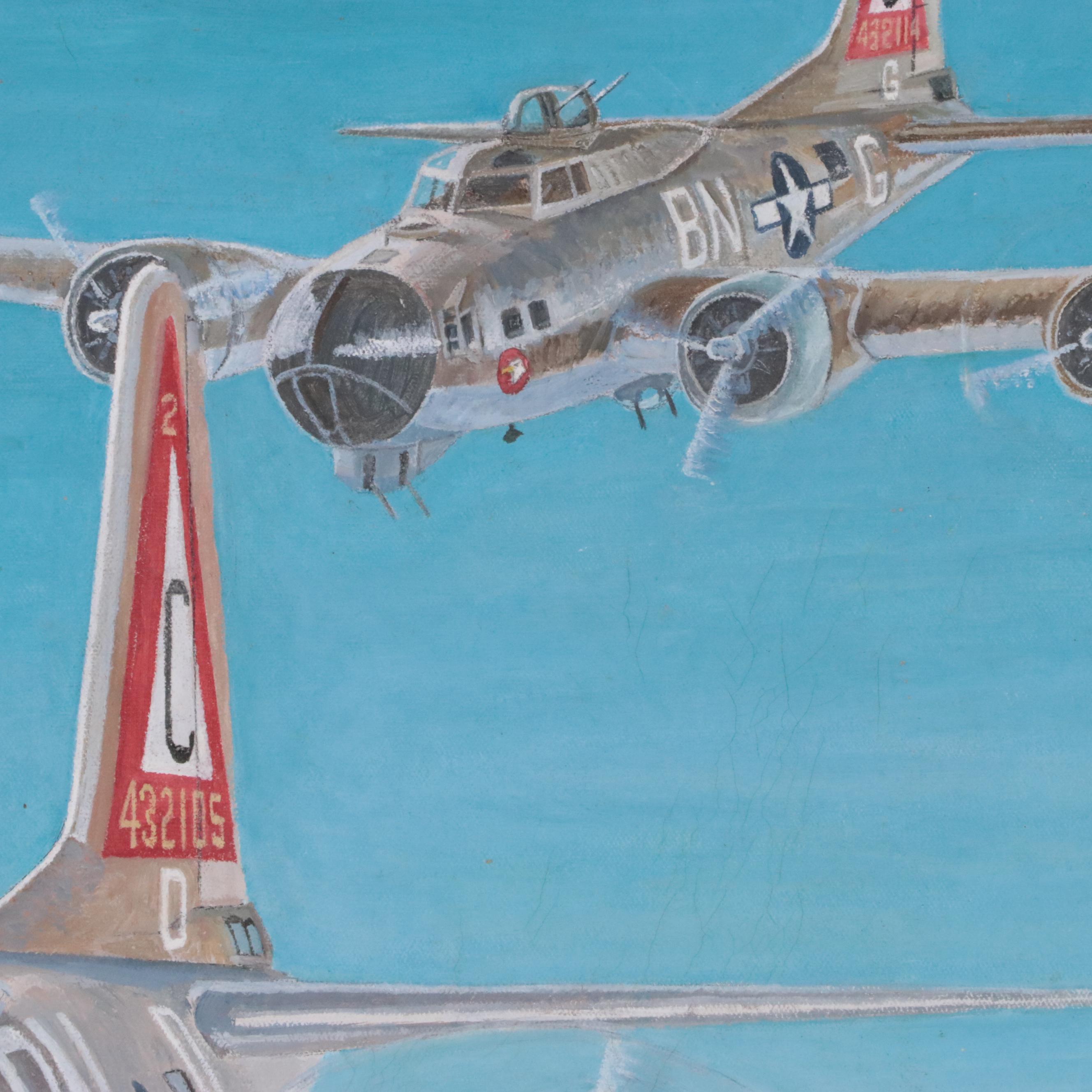 Walter Holtzman Oil Painting of B-17 Flying Fortress Bombers