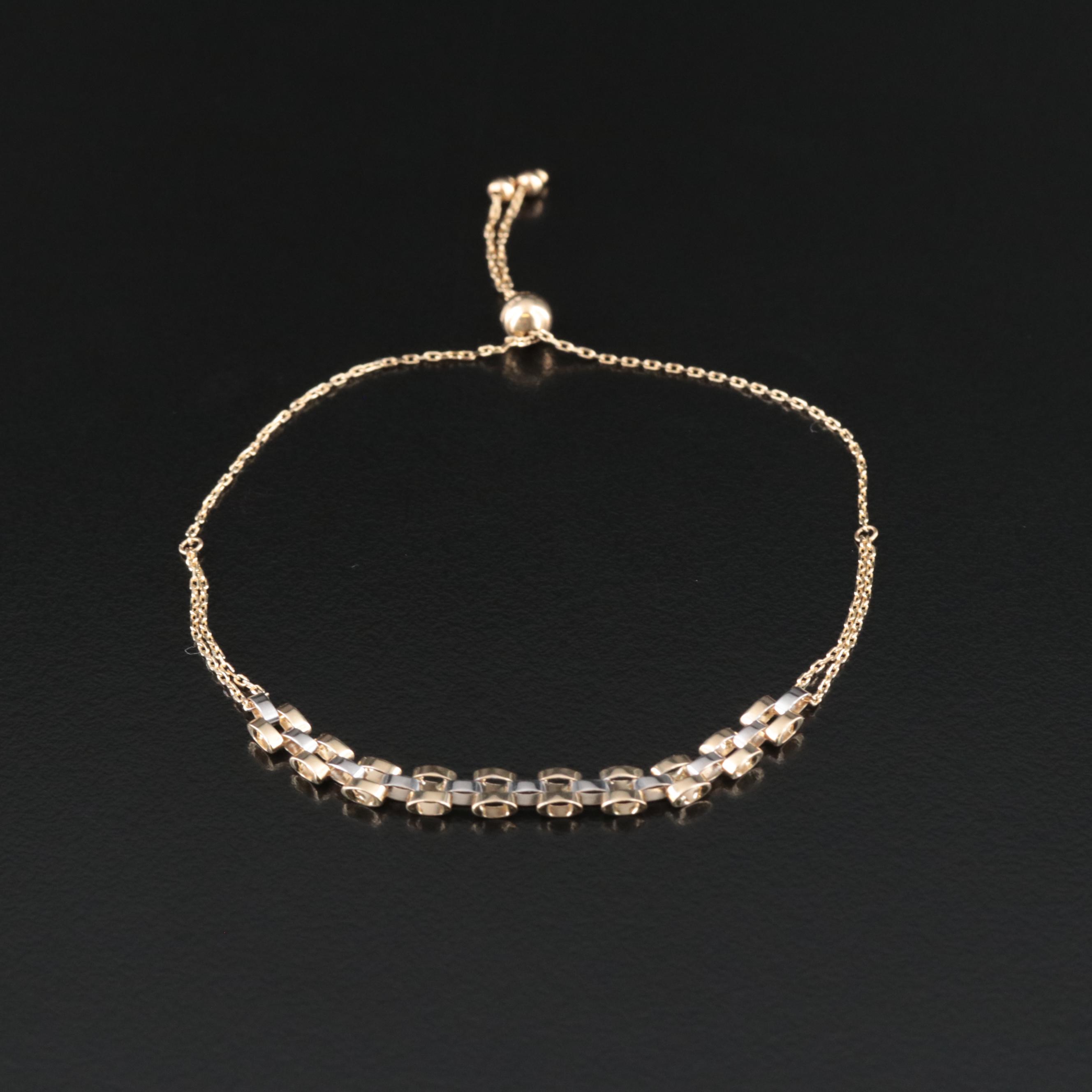 14K Two-Tone Panther Link Bracelet