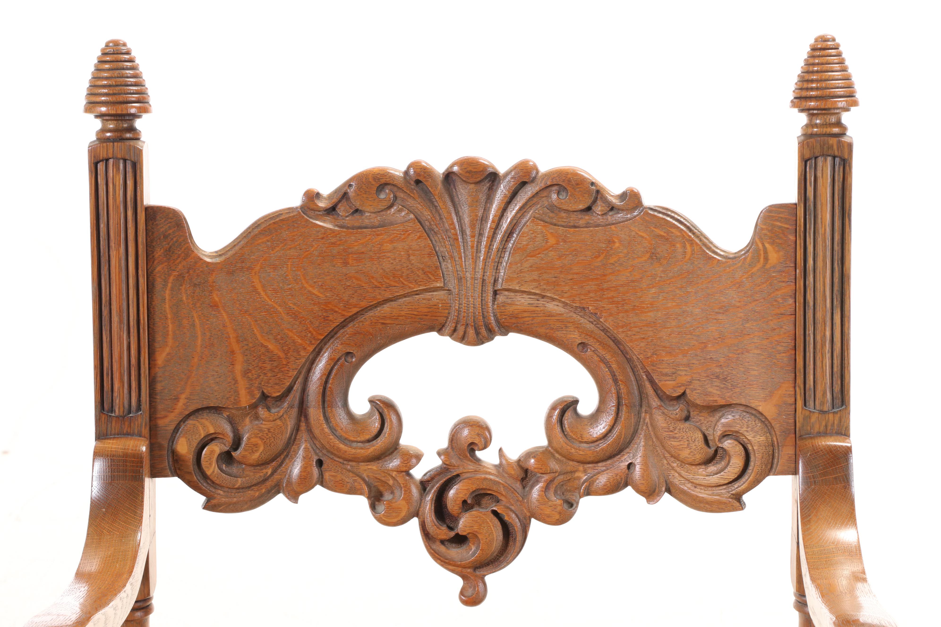 The Stomps-Burkhardt Co. Renaissance Revival Oak Savonarola Chair, circa 1900