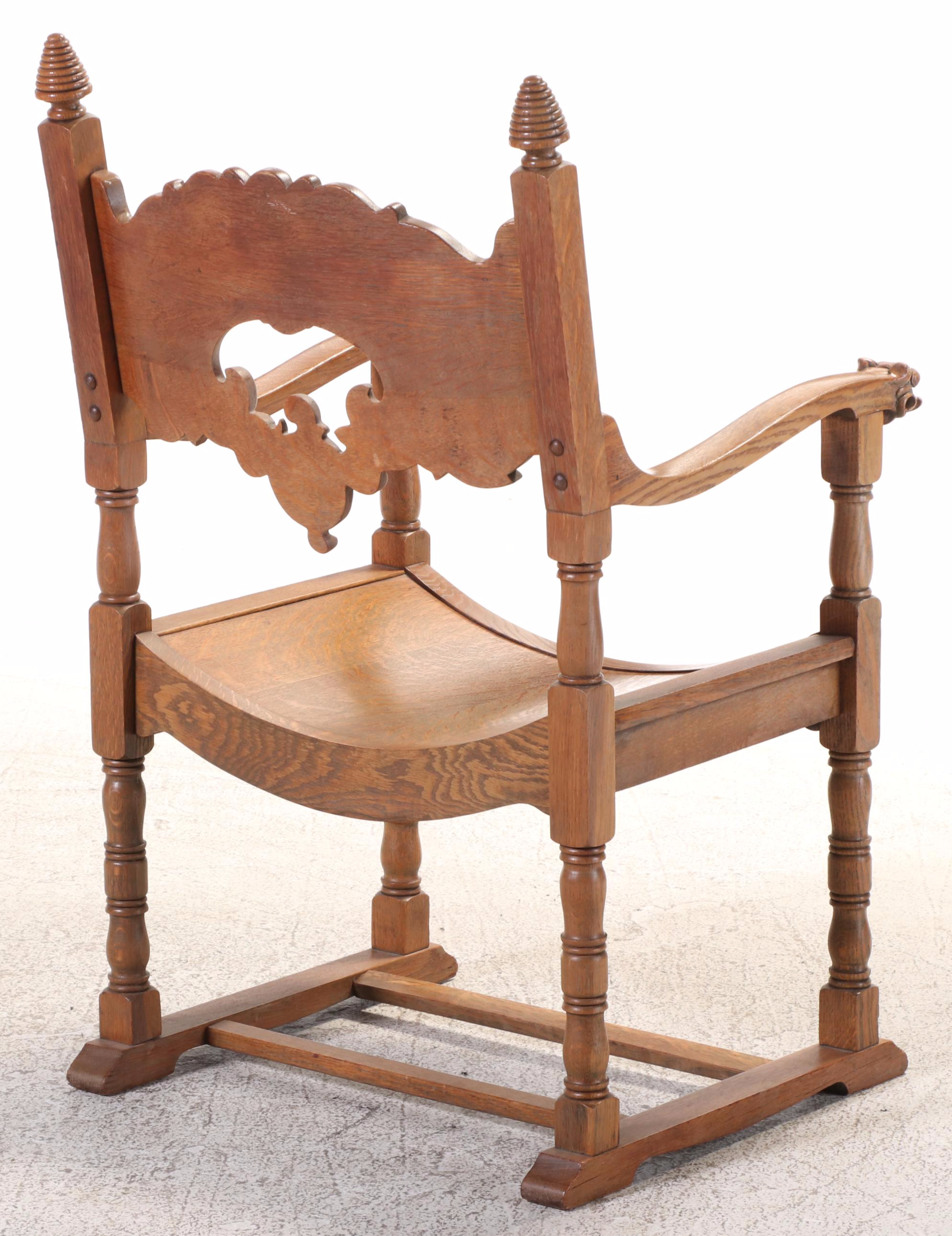 The Stomps-Burkhardt Co. Renaissance Revival Oak Savonarola Chair, circa 1900