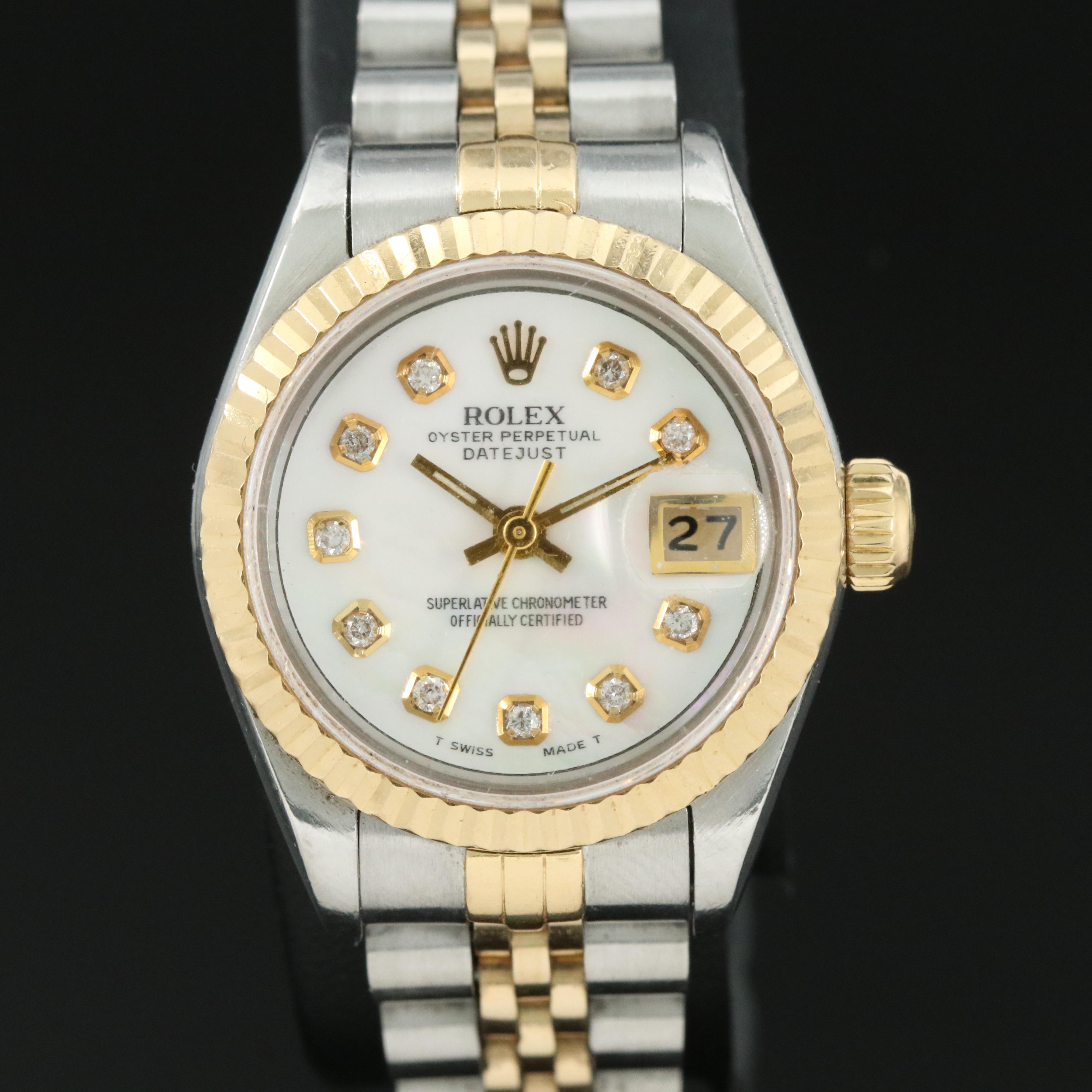 1989 Rolex Custom Diamond Dial Oyster Perpetual Datejust Automatic Watch