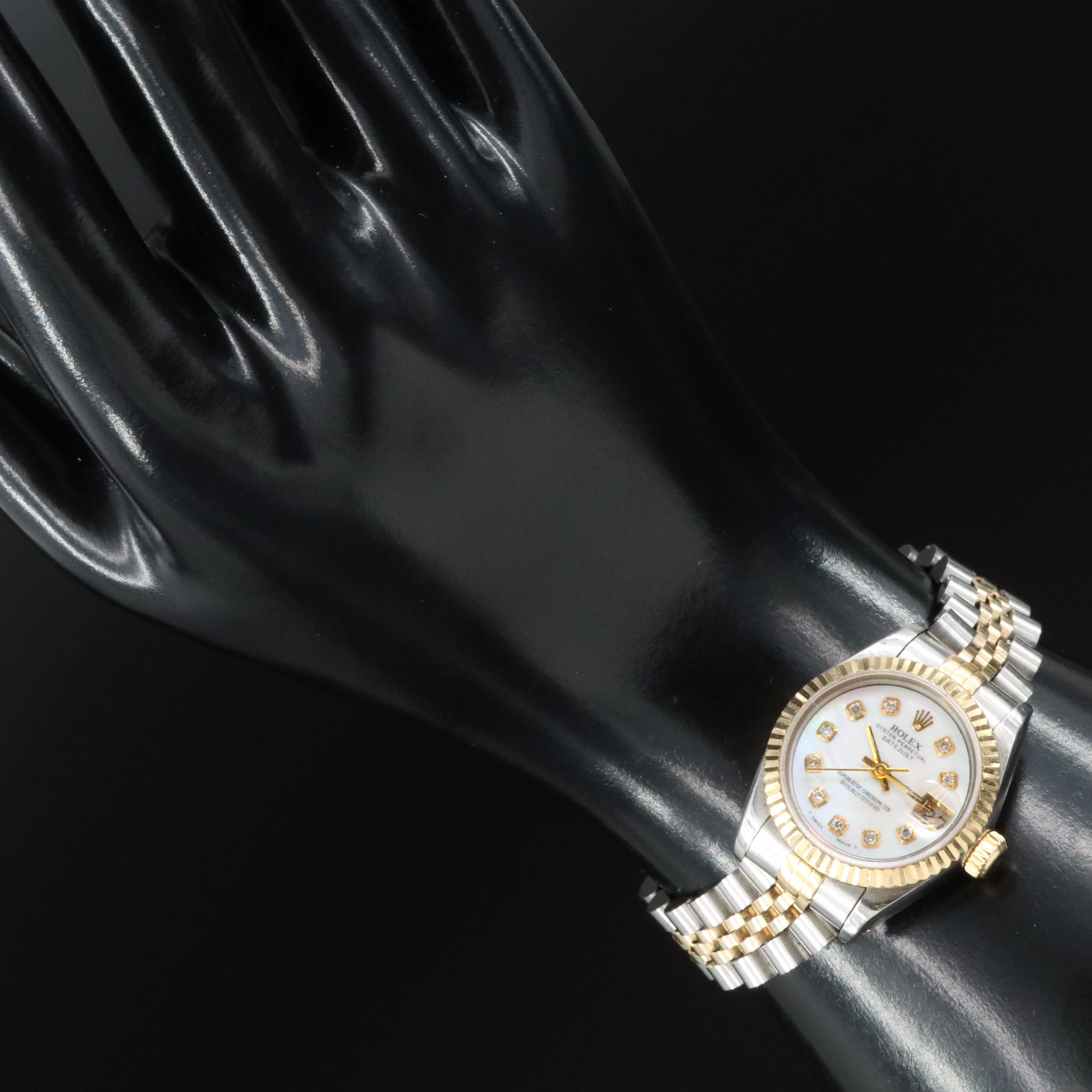 1989 Rolex Custom Diamond Dial Oyster Perpetual Datejust Automatic Watch