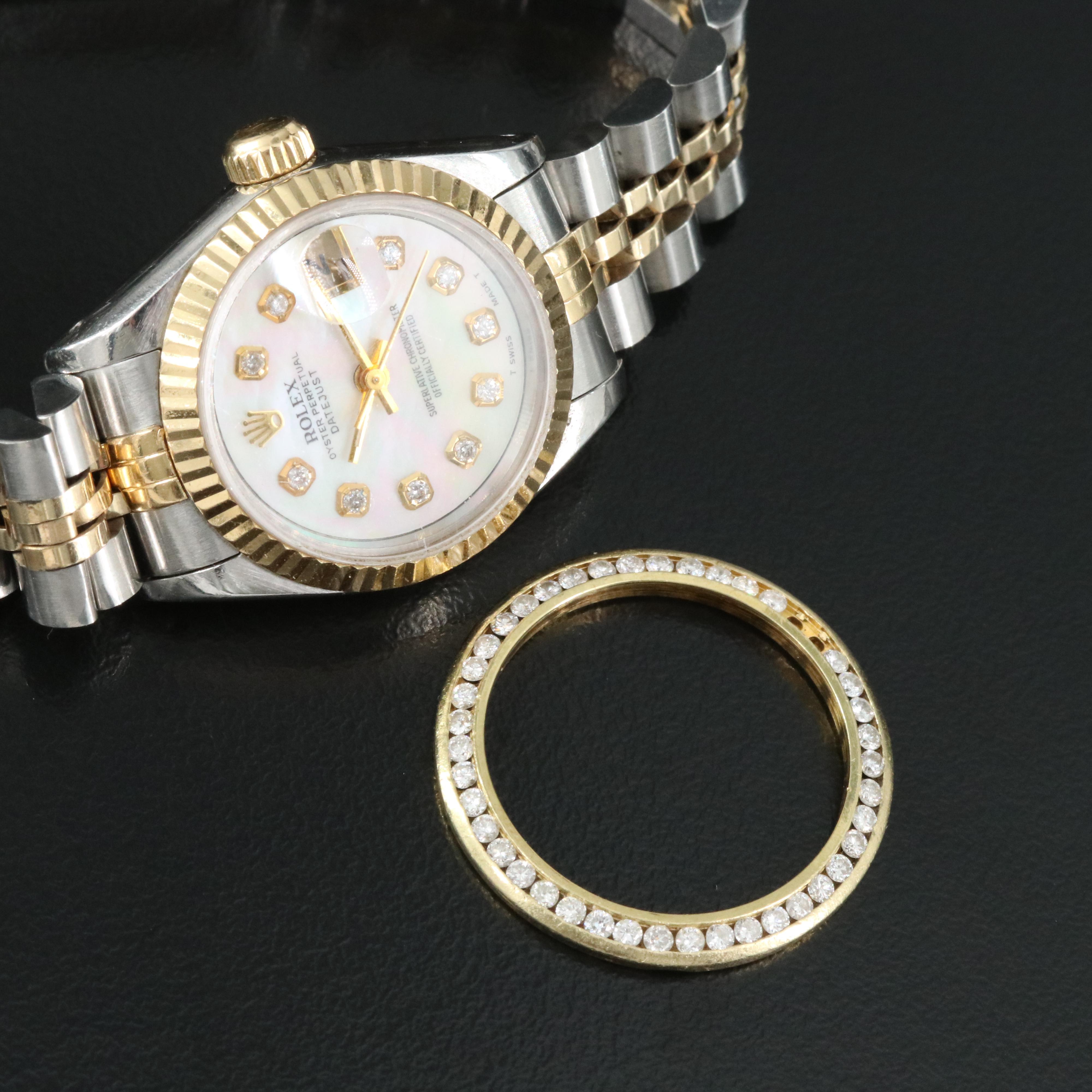 1989 Rolex Custom Diamond Dial Oyster Perpetual Datejust Automatic Watch