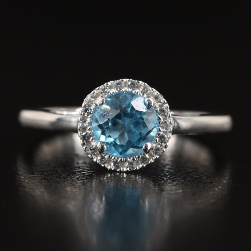 Sterling Blue and White Topaz Ring