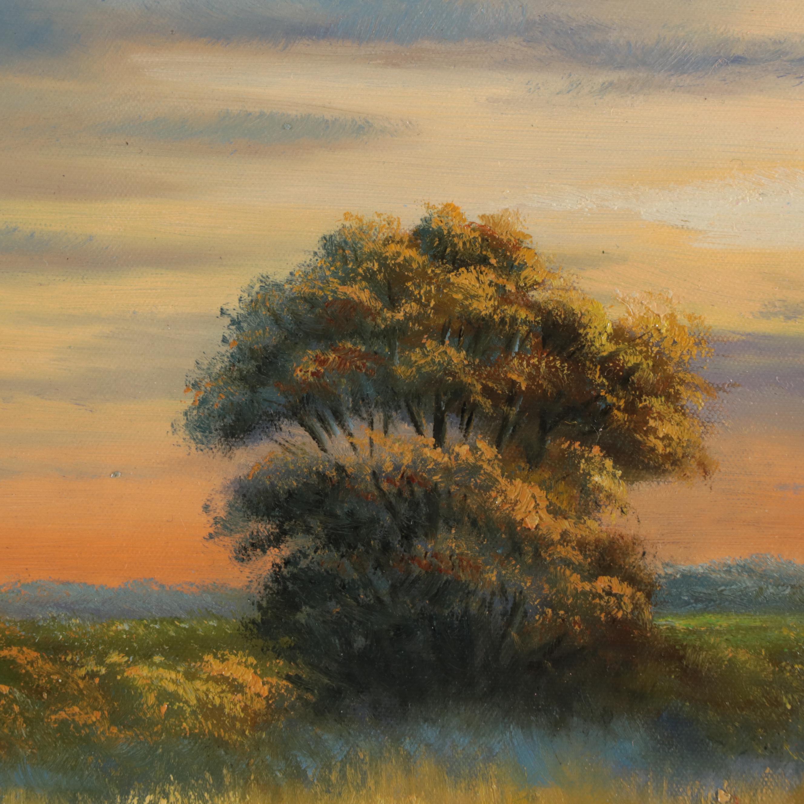 Dekai Oil Painting of a Landscape with Flowers, 21st Century