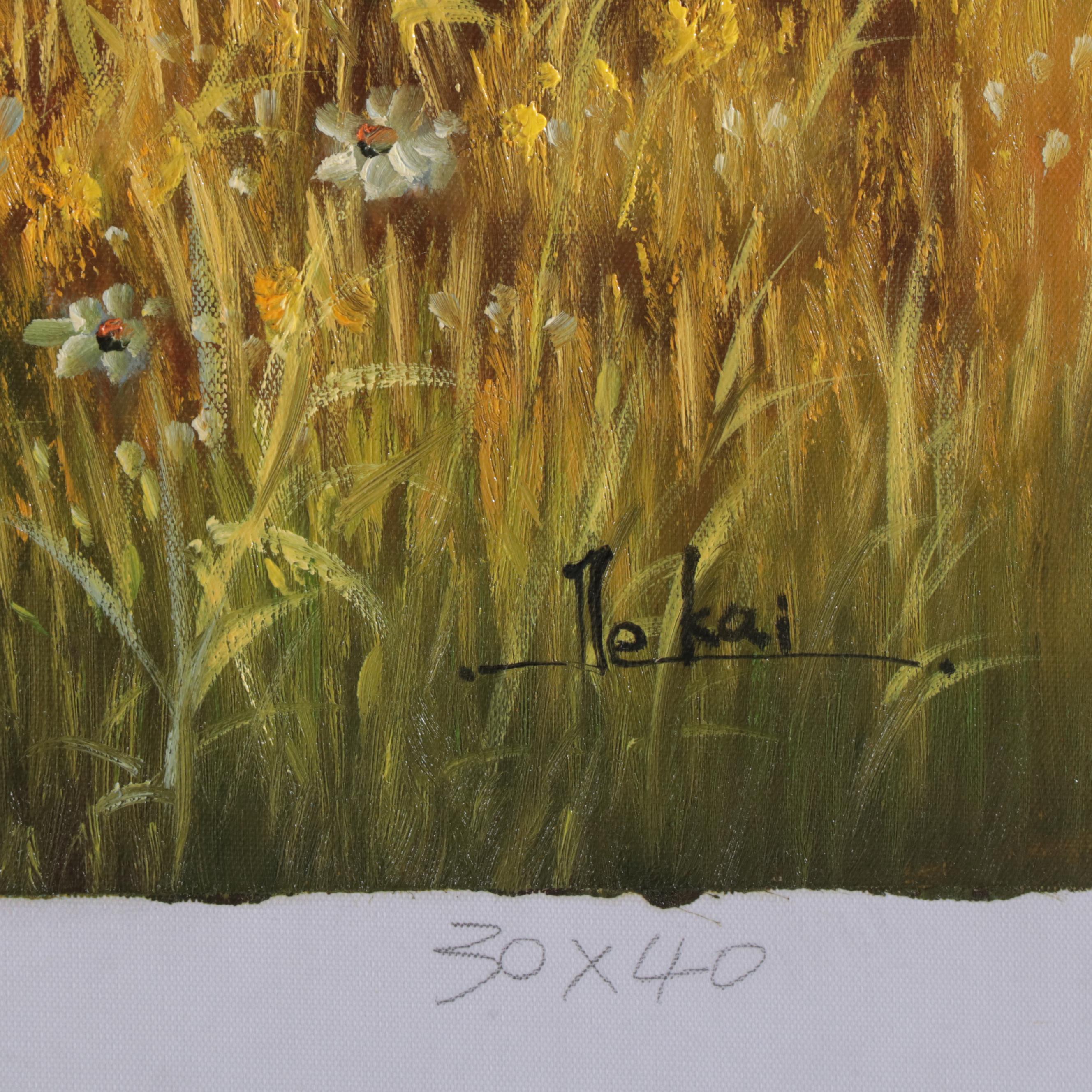 Dekai Oil Painting of a Landscape with Flowers, 21st Century