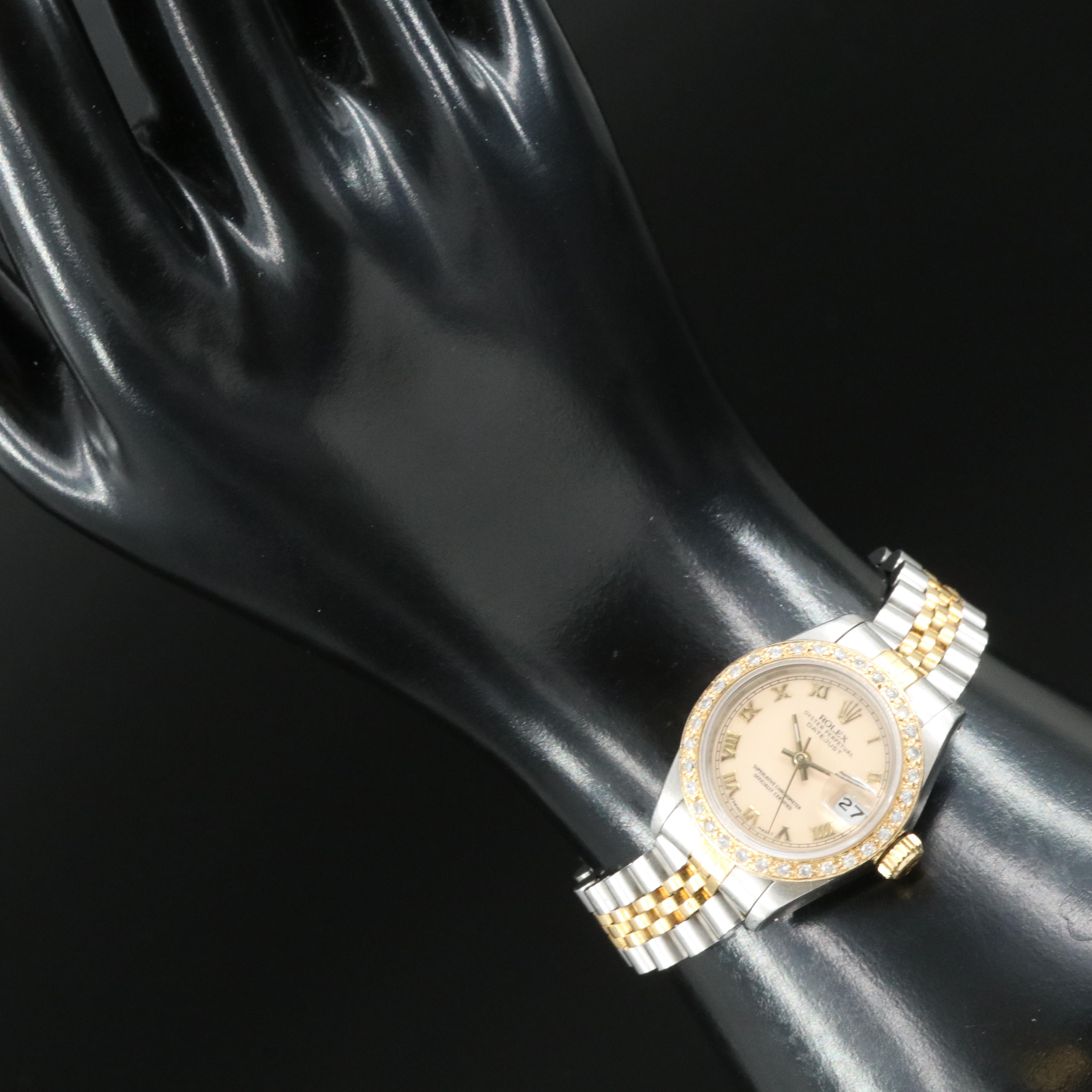 1989 Rolex Custom Diamond Bezel Oyster Perpetual Datejust Watch