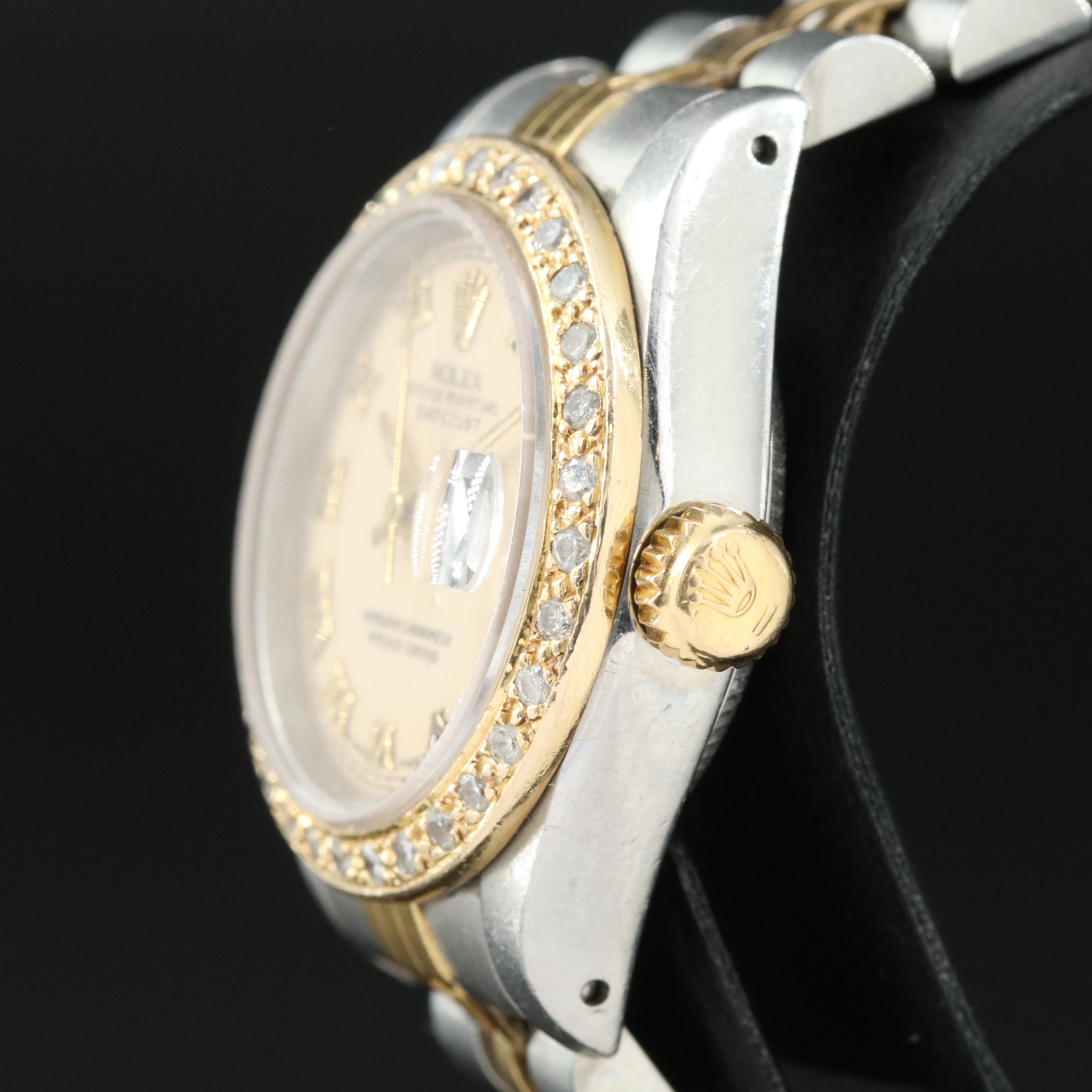 1989 Rolex Custom Diamond Bezel Oyster Perpetual Datejust Watch