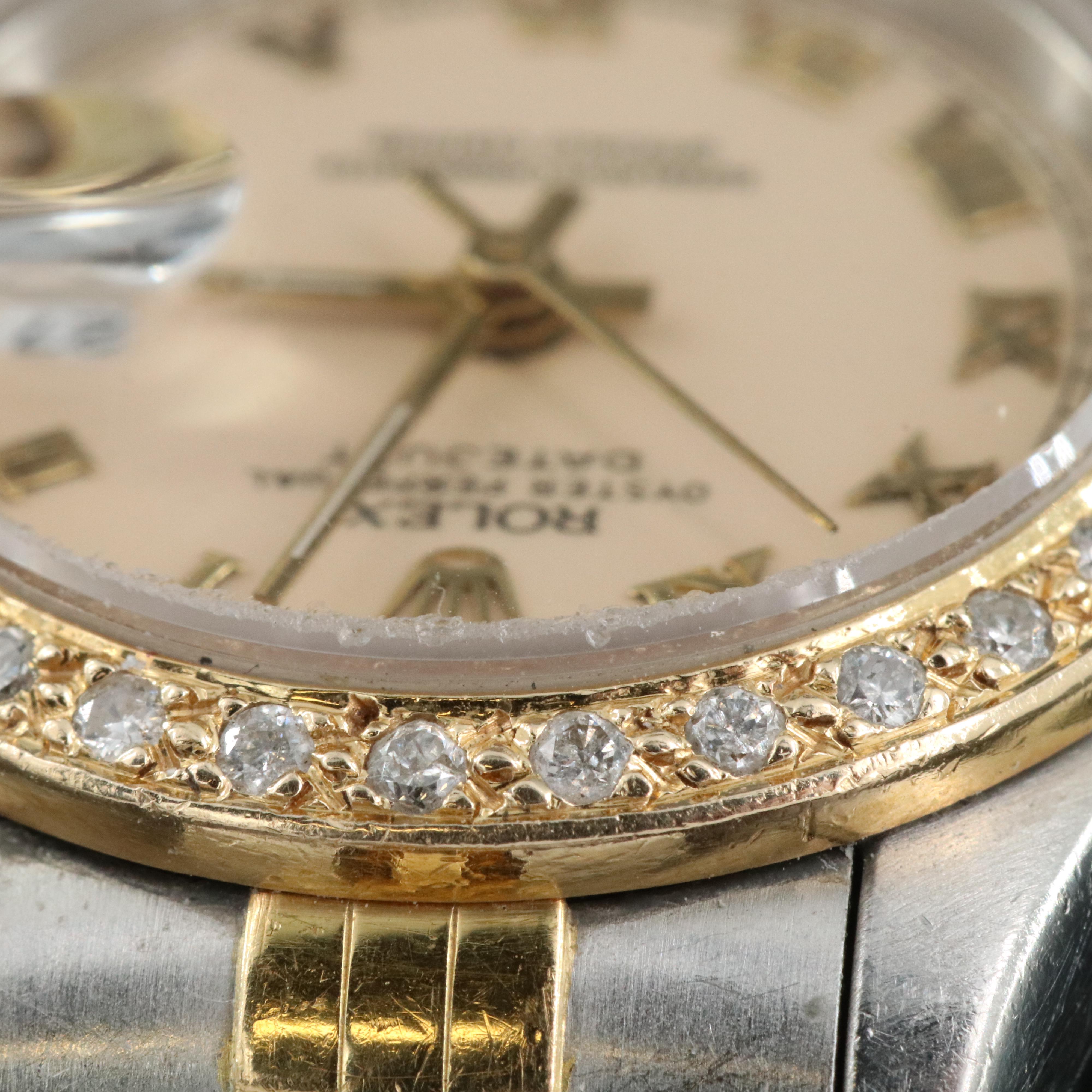 1989 Rolex Custom Diamond Bezel Oyster Perpetual Datejust Watch