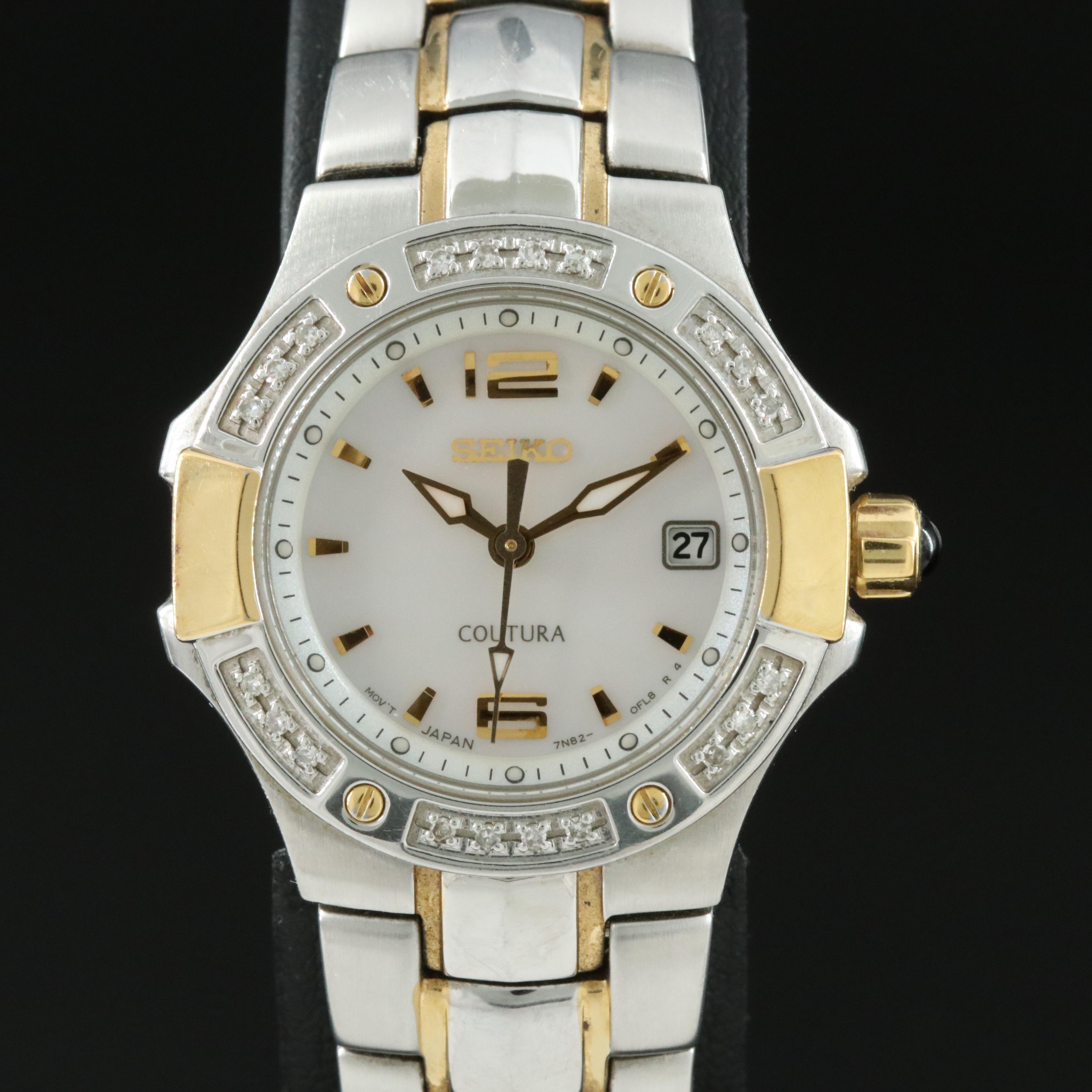Seiko Coutura Diamond Two-Tone Mother-of-Pearl Diamond Watch