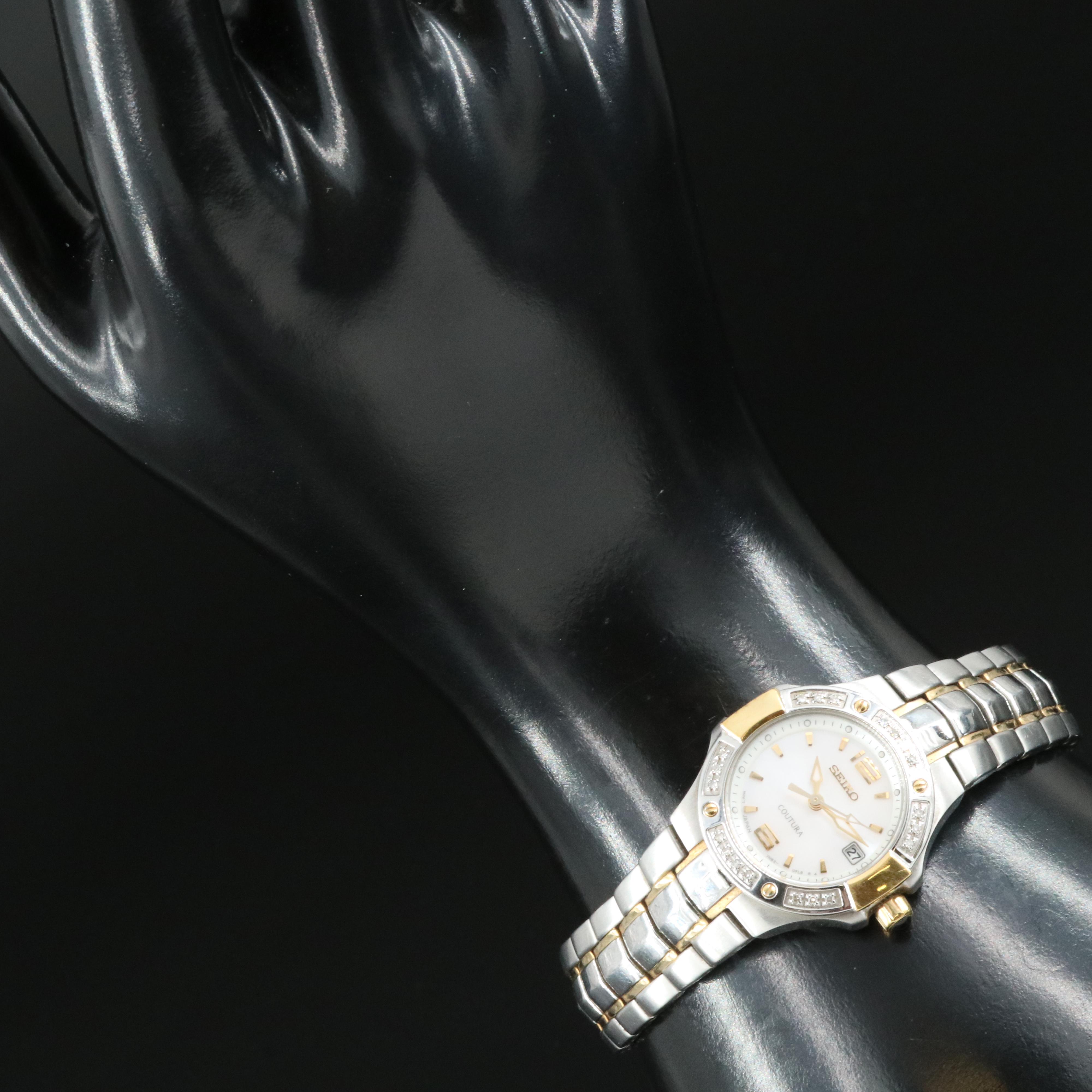 Seiko Coutura Diamond Two-Tone Mother-of-Pearl Diamond Watch