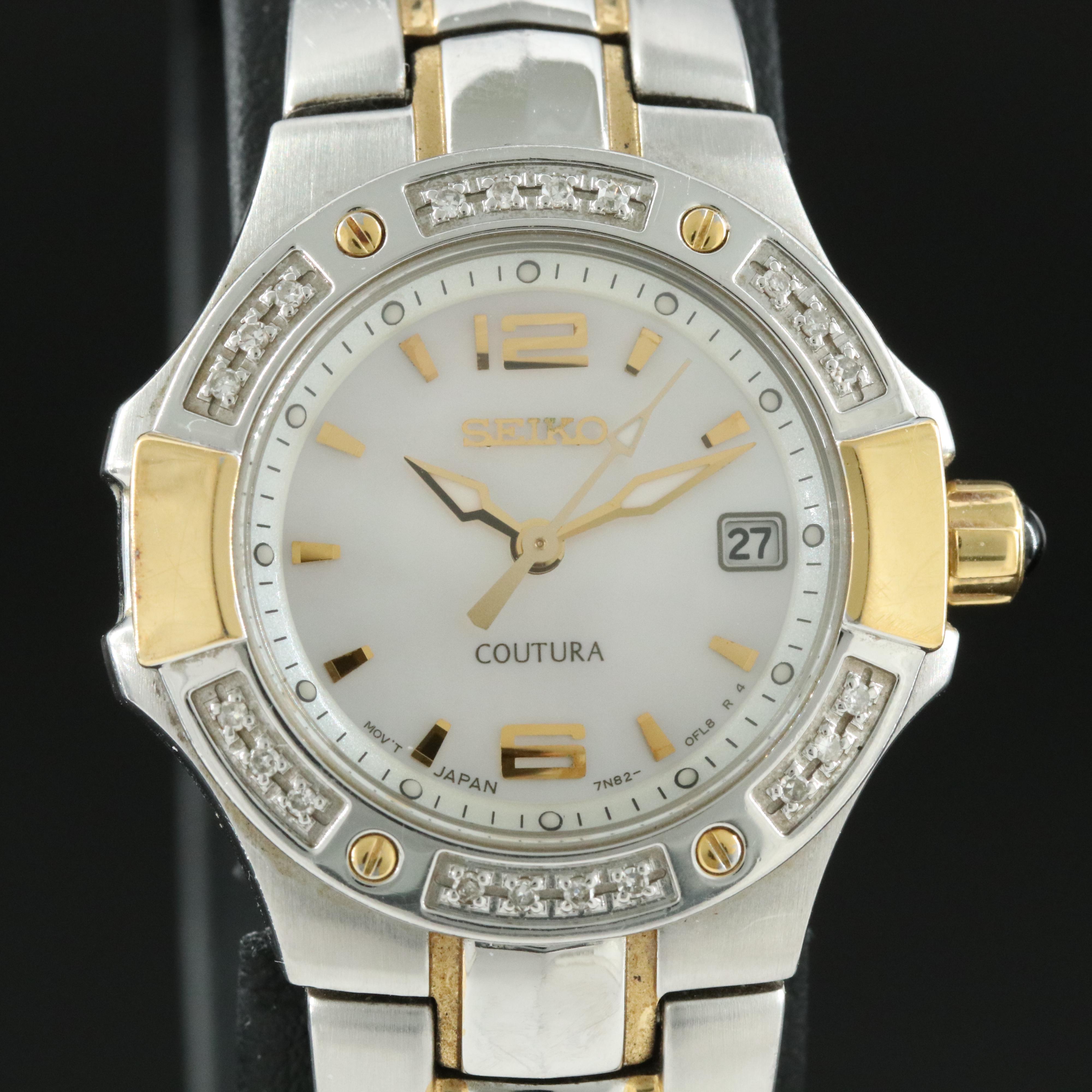 Seiko Coutura Diamond Two-Tone Mother-of-Pearl Diamond Watch