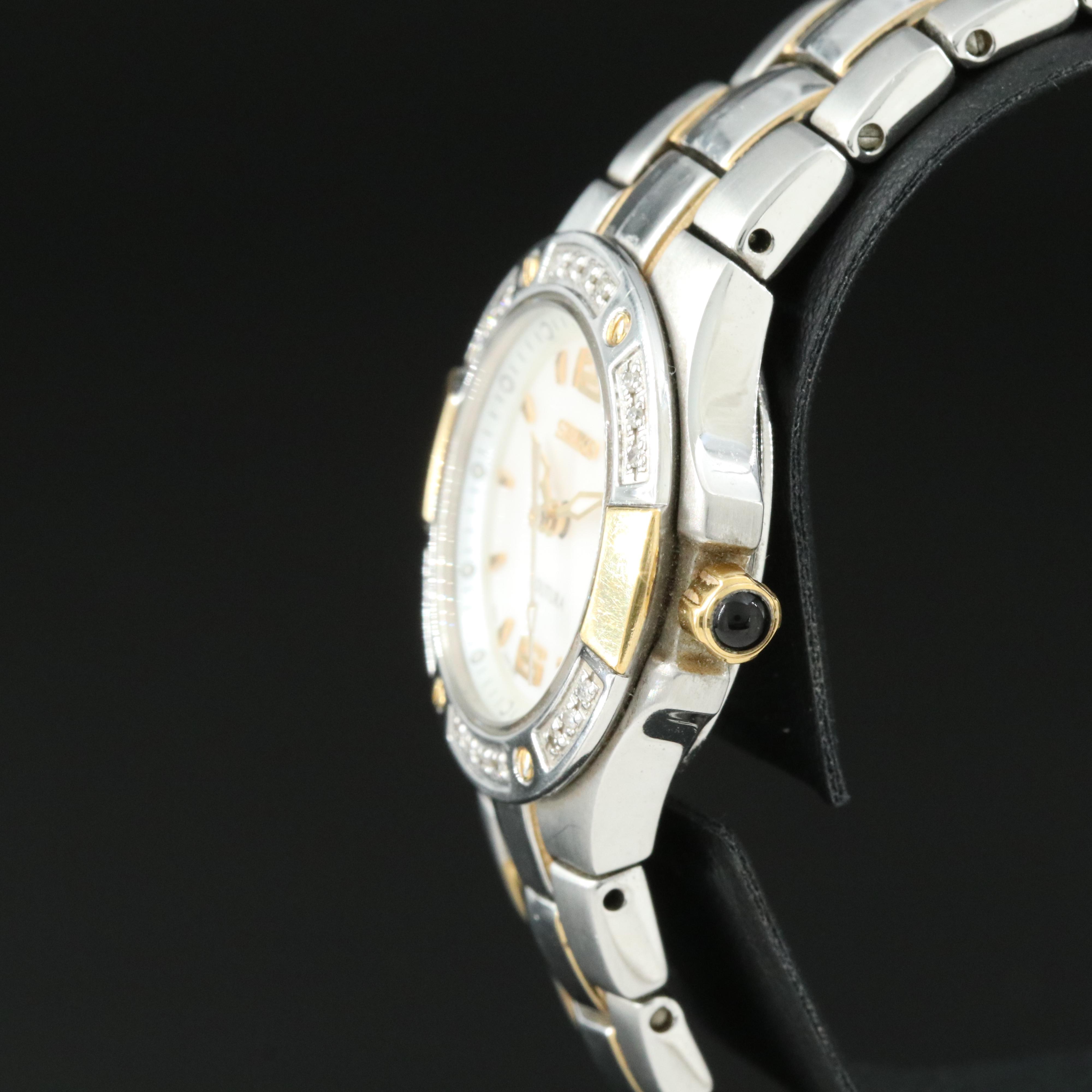 Seiko Coutura Diamond Two-Tone Mother-of-Pearl Diamond Watch