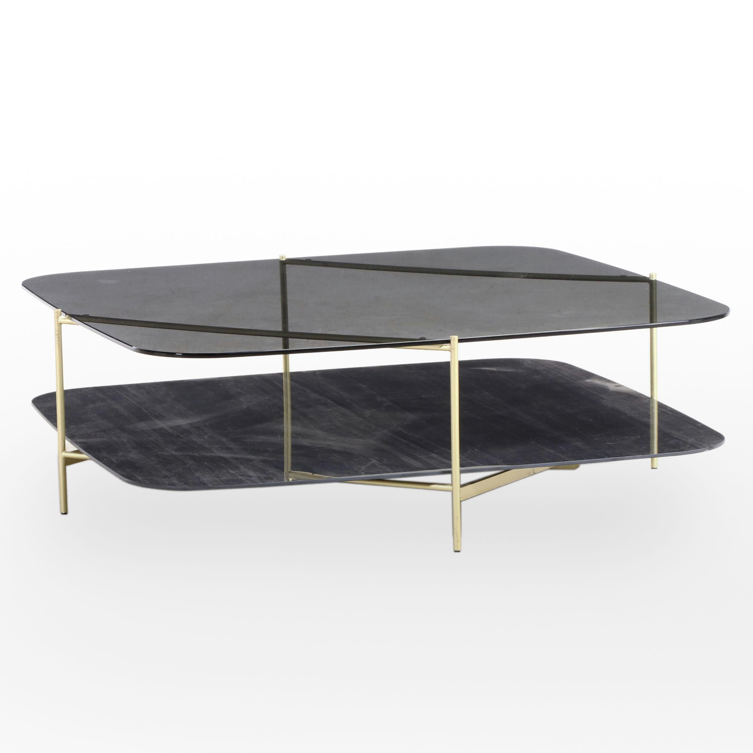 Ligne Roset Clyde Glass and Steel Low Coffee Table