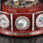 Resin Sculpture of a Bald Eagle With "War memorial" Colorized Silver Eagles