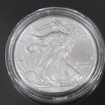 Resin Sculpture of a Bald Eagle With "War memorial" Colorized Silver Eagles