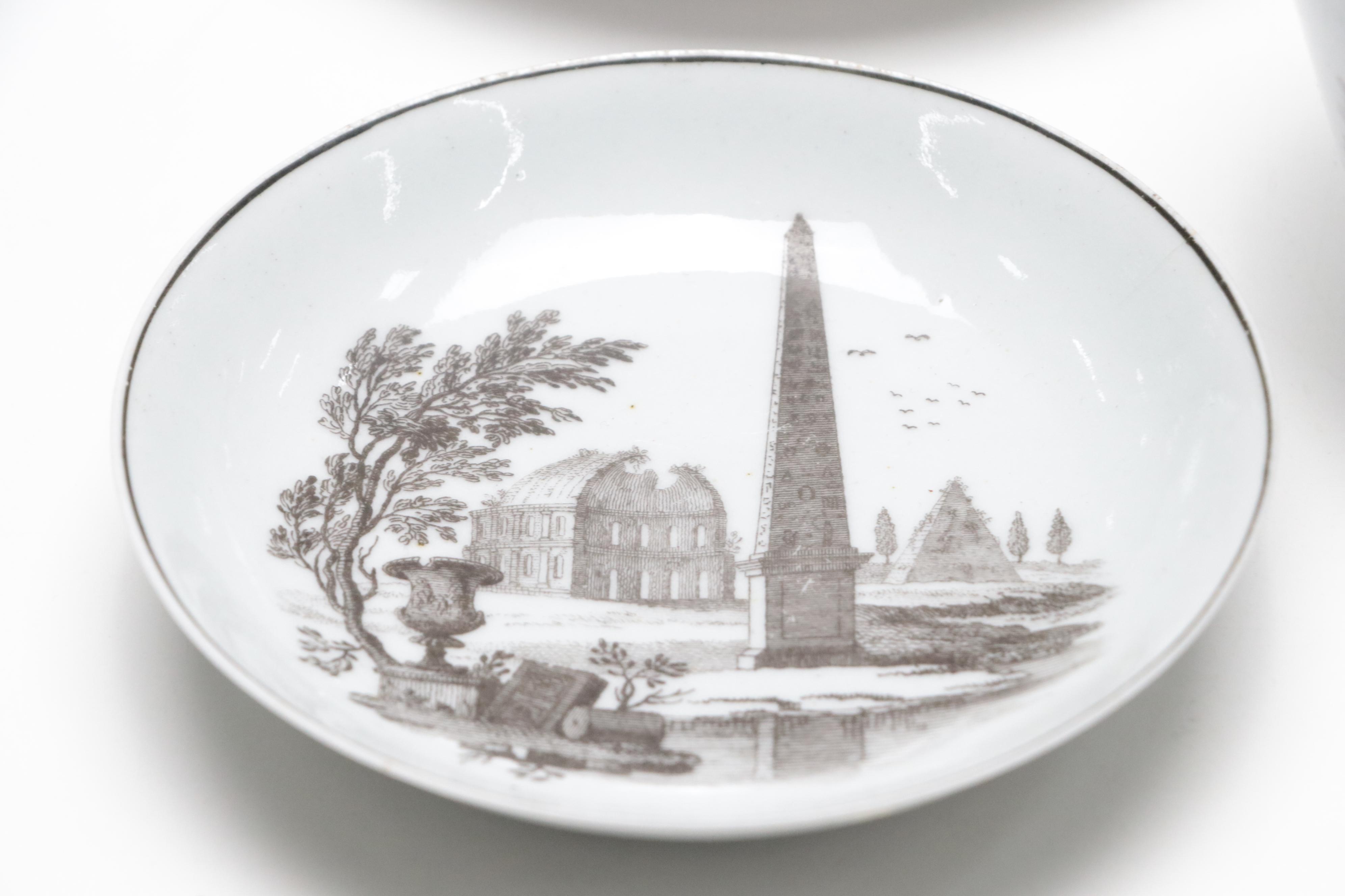 Derby Hand-Painted Gilt Porcelain Plate with Other English Porcelain Dishes