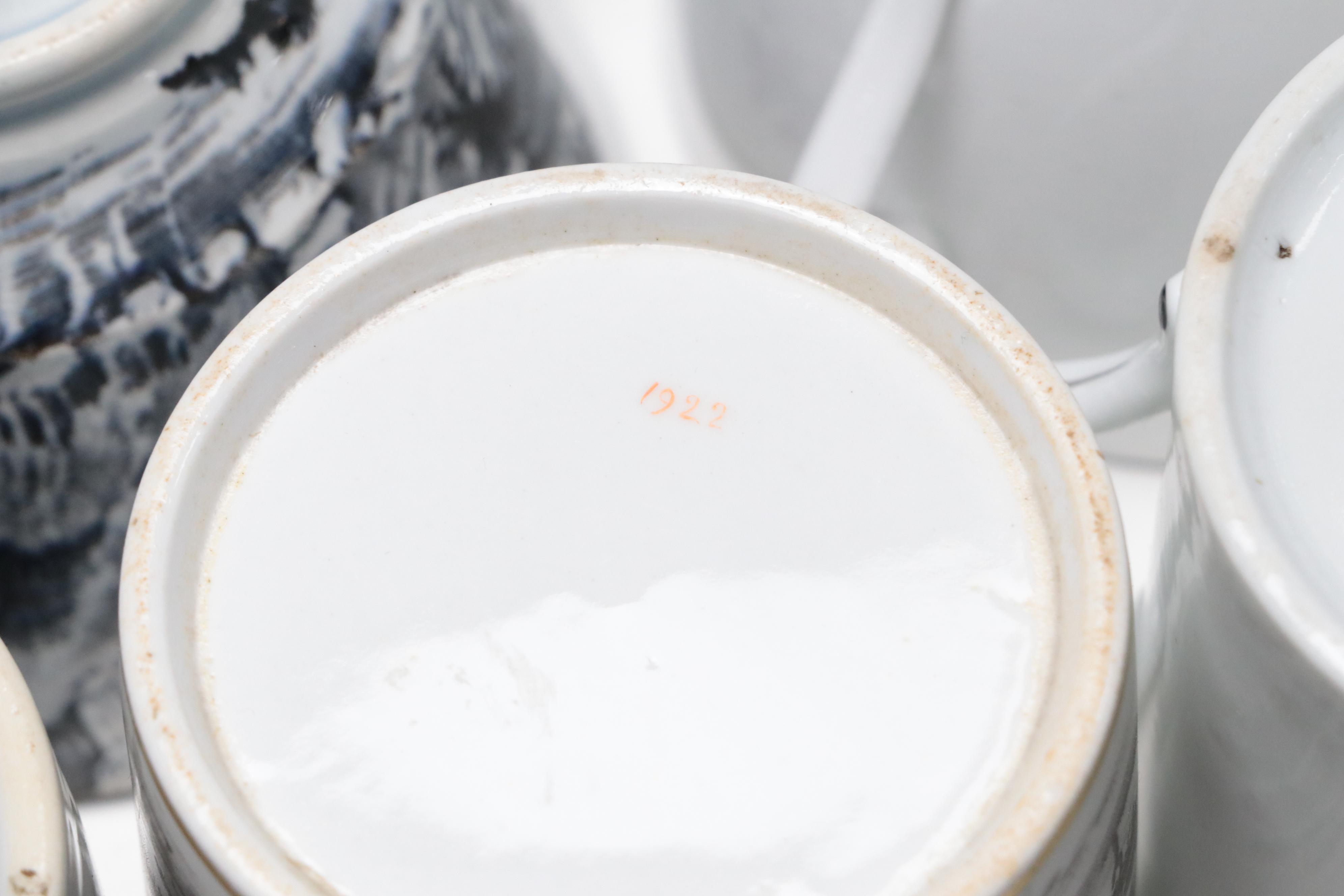 Derby Hand-Painted Gilt Porcelain Plate with Other English Porcelain Dishes