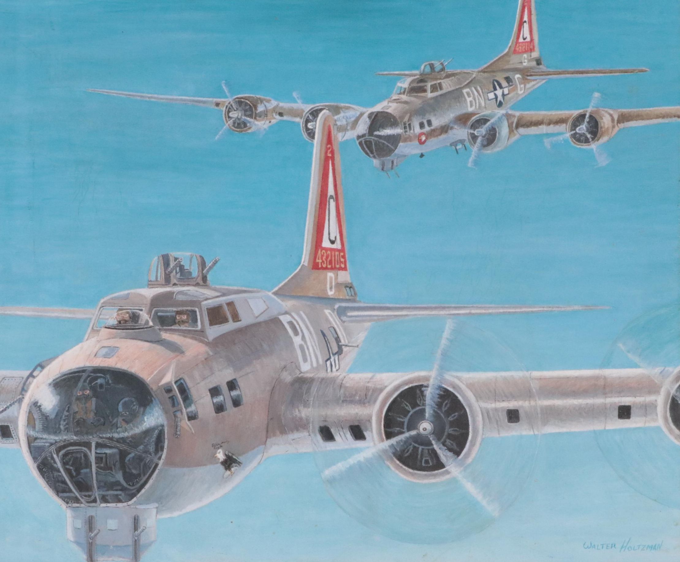 Walter Holtzman Oil Painting of B-17 Flying Fortress Bombers