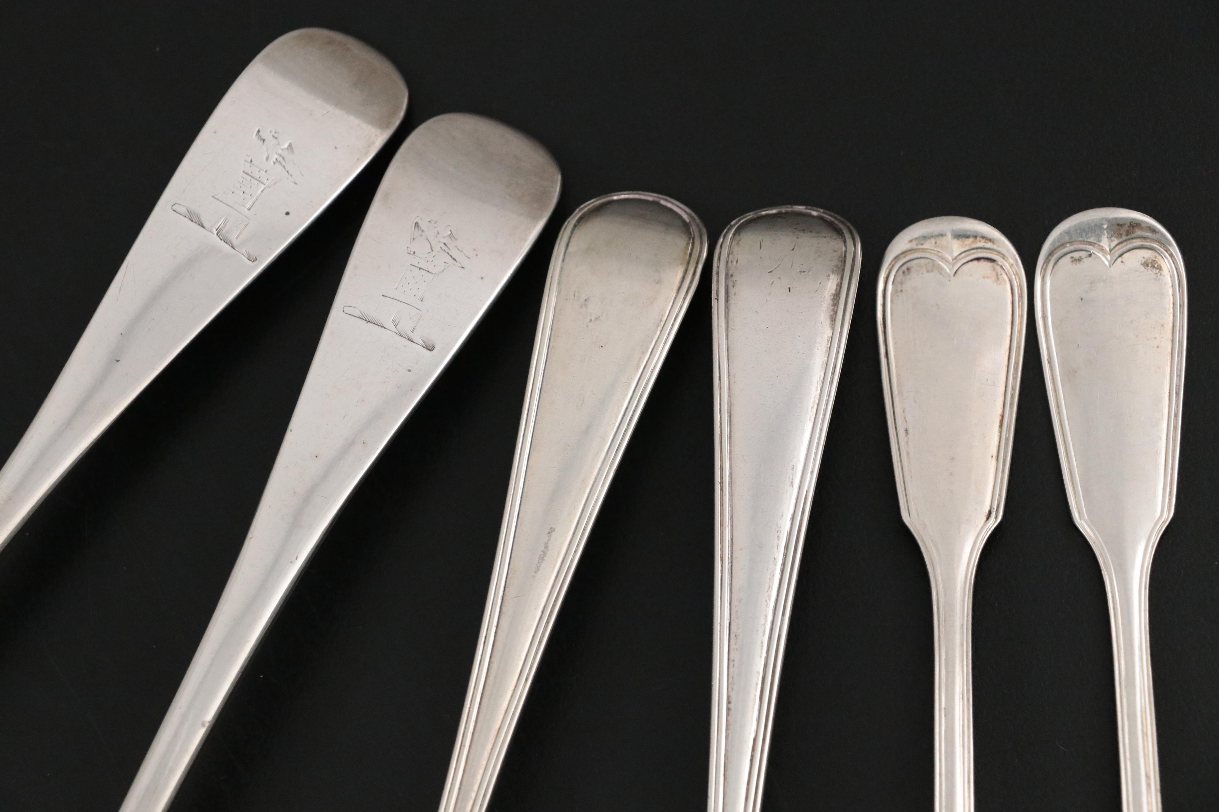 English Sterling Silver Flatware with European Silver, 18th-19th C.