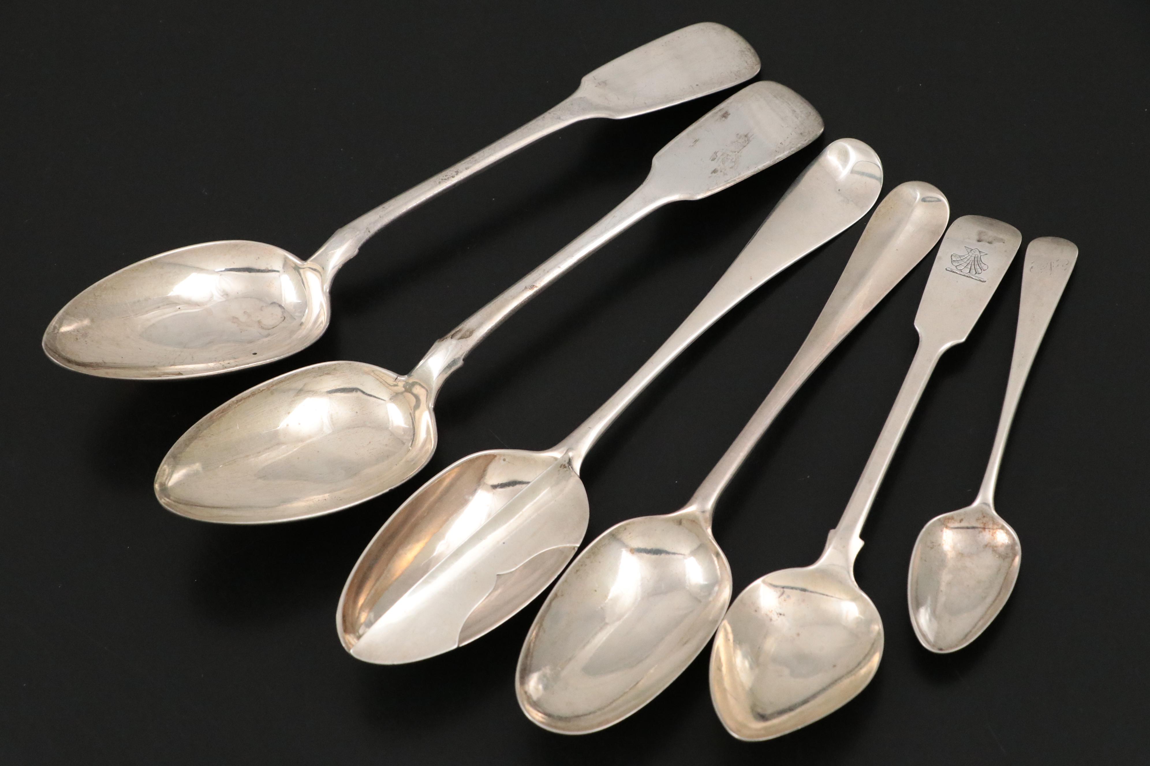 English Sterling Silver Flatware with European Silver, 18th-19th C.