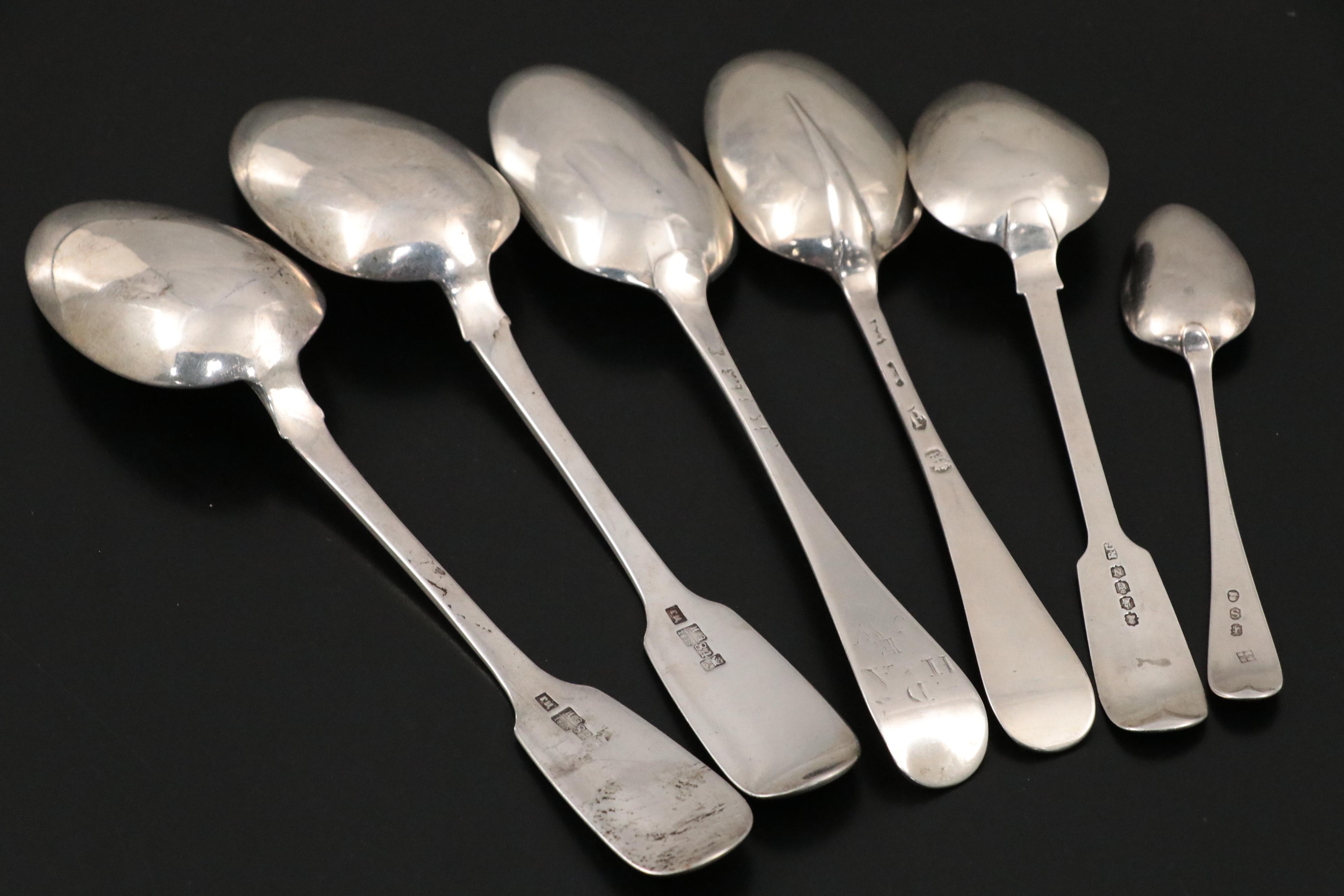 English Sterling Silver Flatware with European Silver, 18th-19th C.