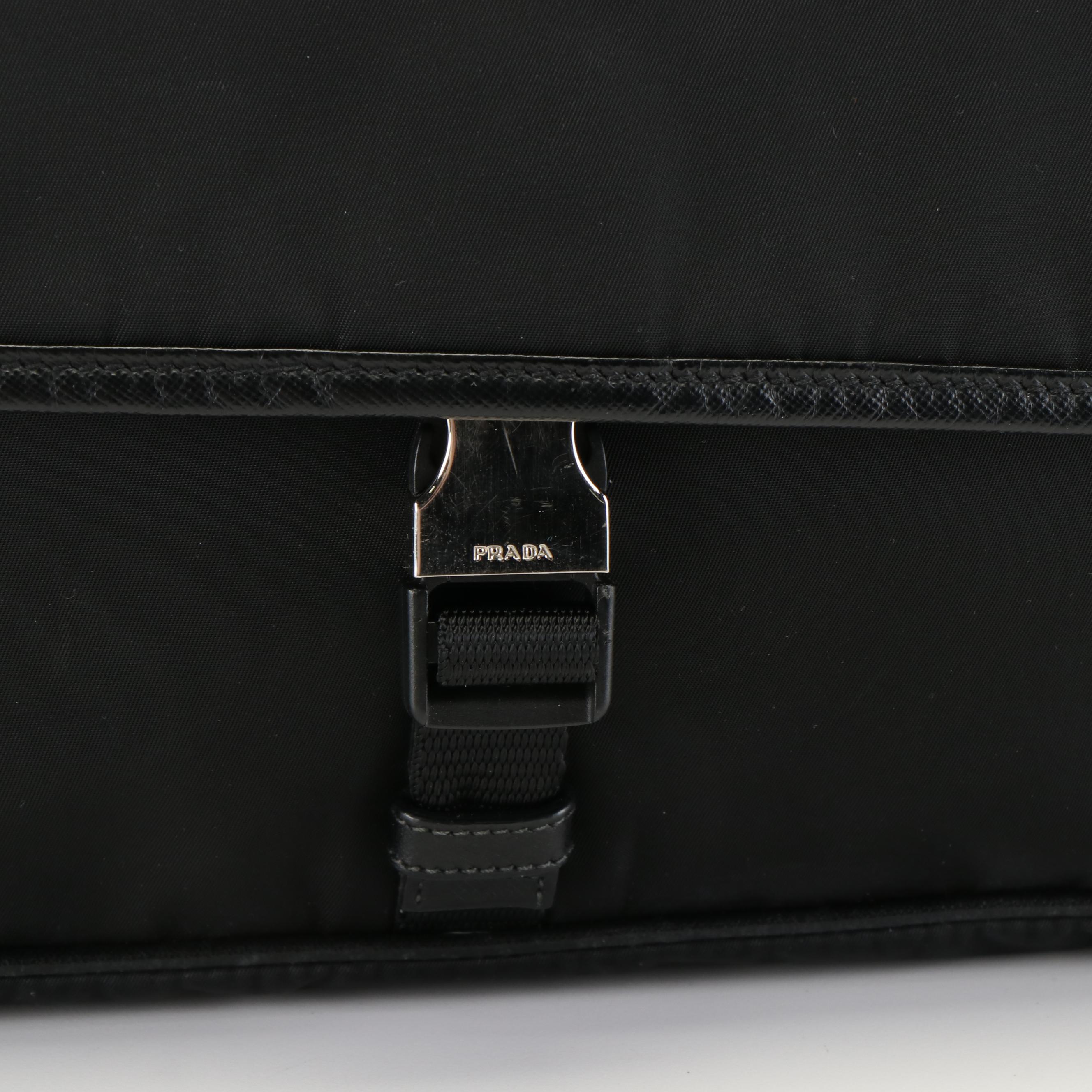 Prada Buckle Tessuto Black Nylon Messenger Bag