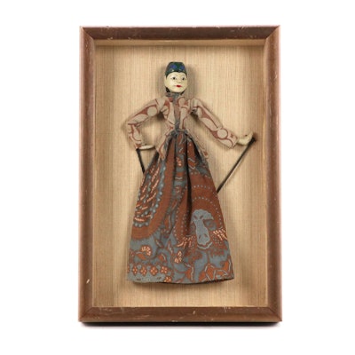 Indonesian Wayang Golek Polychrome Painted Wood Stick Puppet
