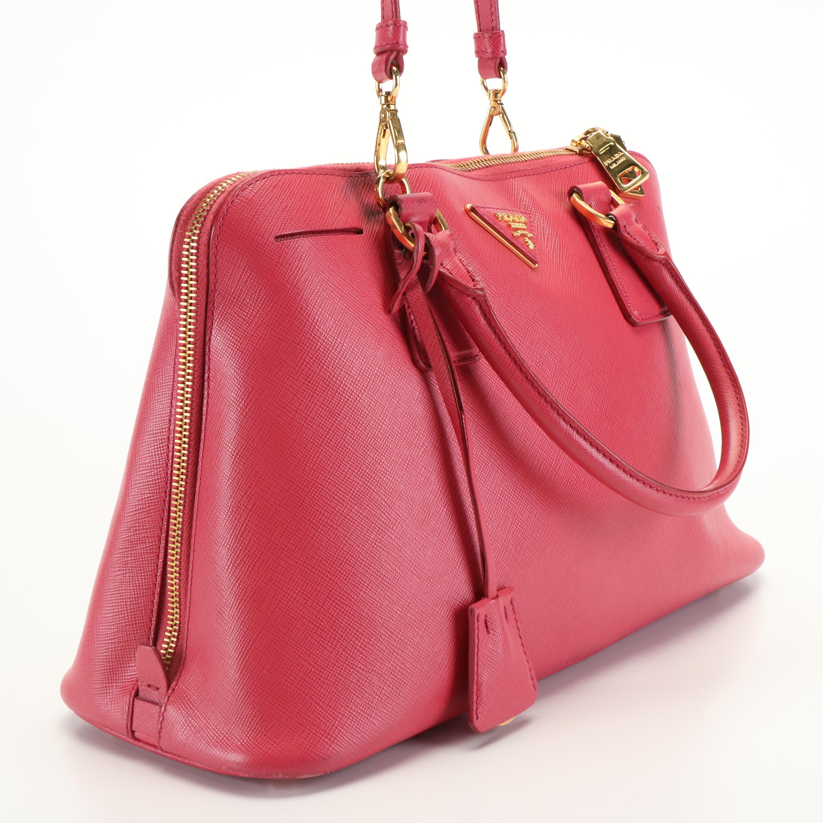 Prada Promenade Peonia Saffiano Leather Convertible Bag