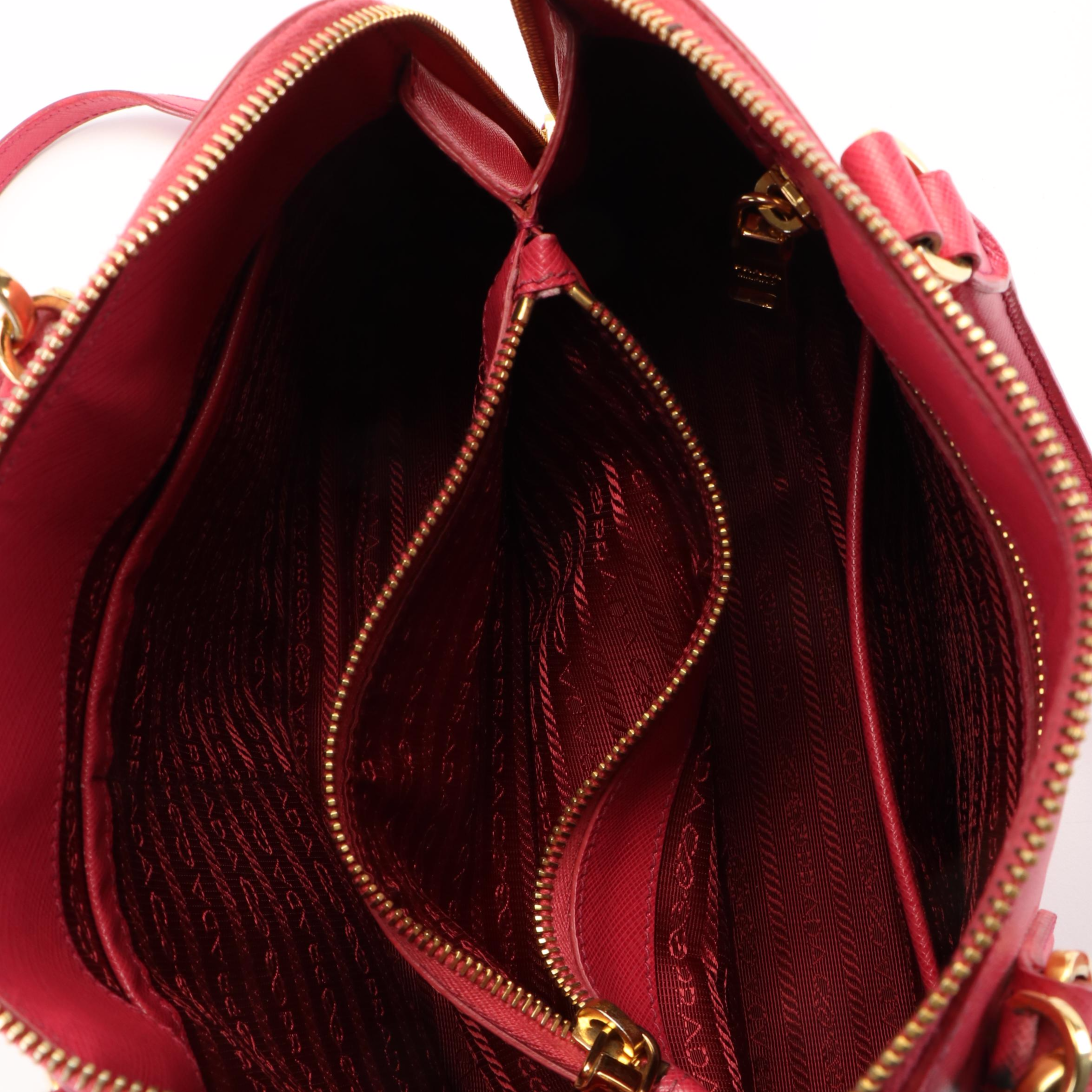 Prada Promenade Peonia Saffiano Leather Convertible Bag