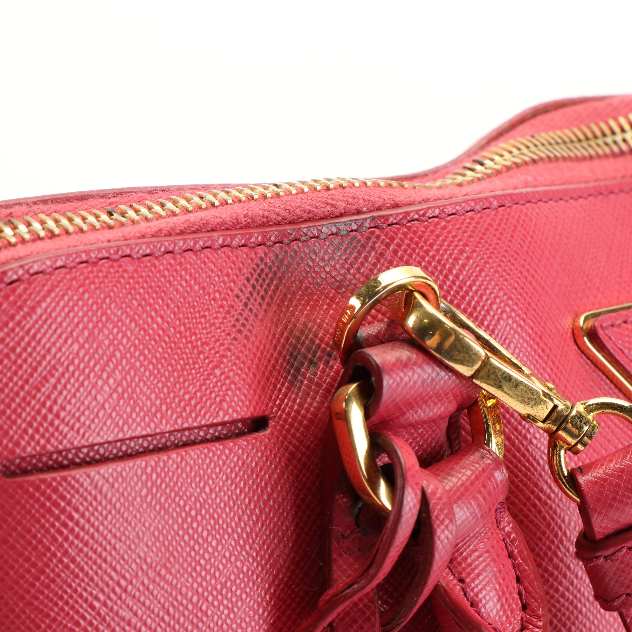 Prada Promenade Peonia Saffiano Leather Convertible Bag