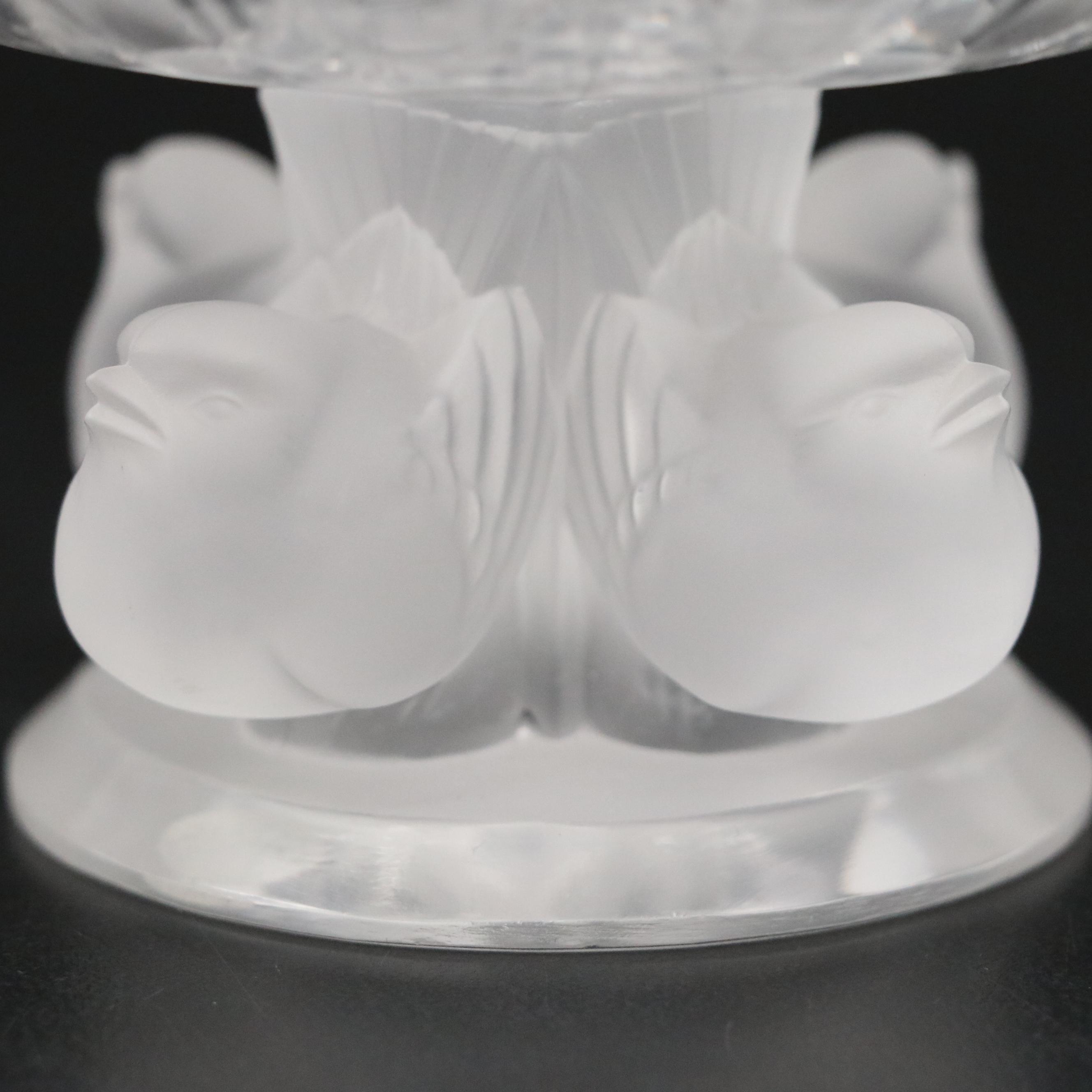 Lalique "Nogent" Frosted and Clear Crystal Footed Bowl, 1945–1977