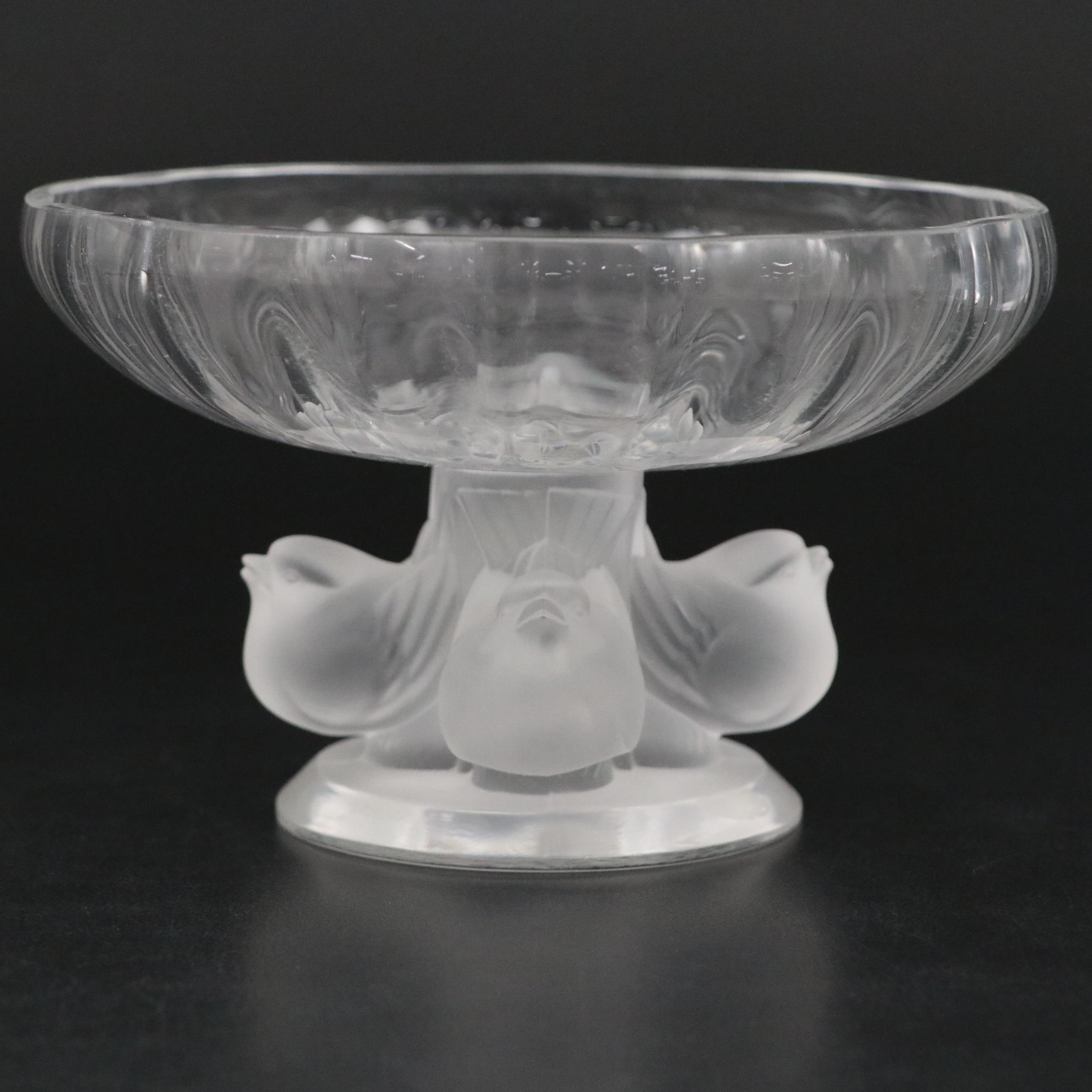 Lalique "Nogent" Frosted and Clear Crystal Footed Bowl, 1945–1977