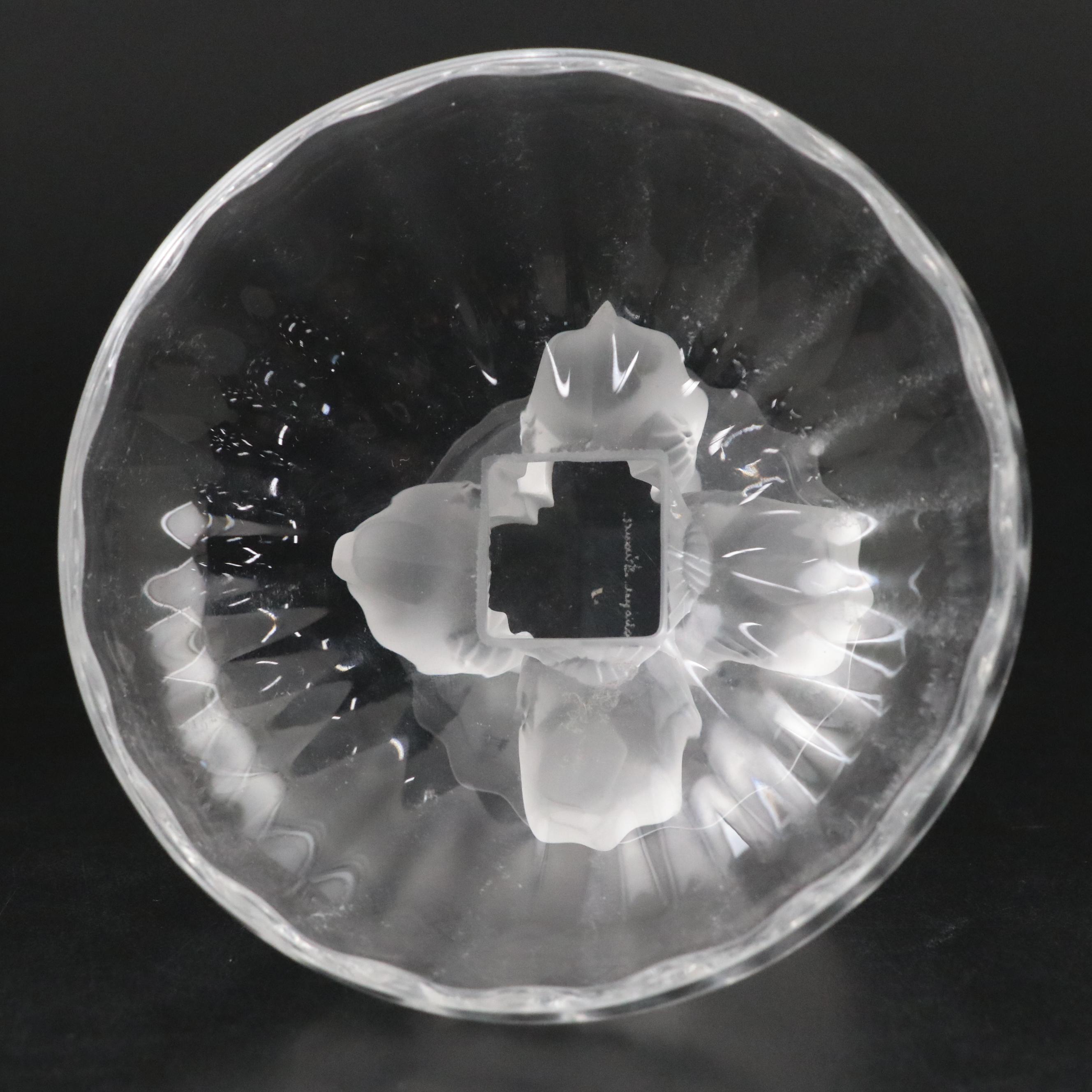 Lalique "Nogent" Frosted and Clear Crystal Footed Bowl, 1945–1977