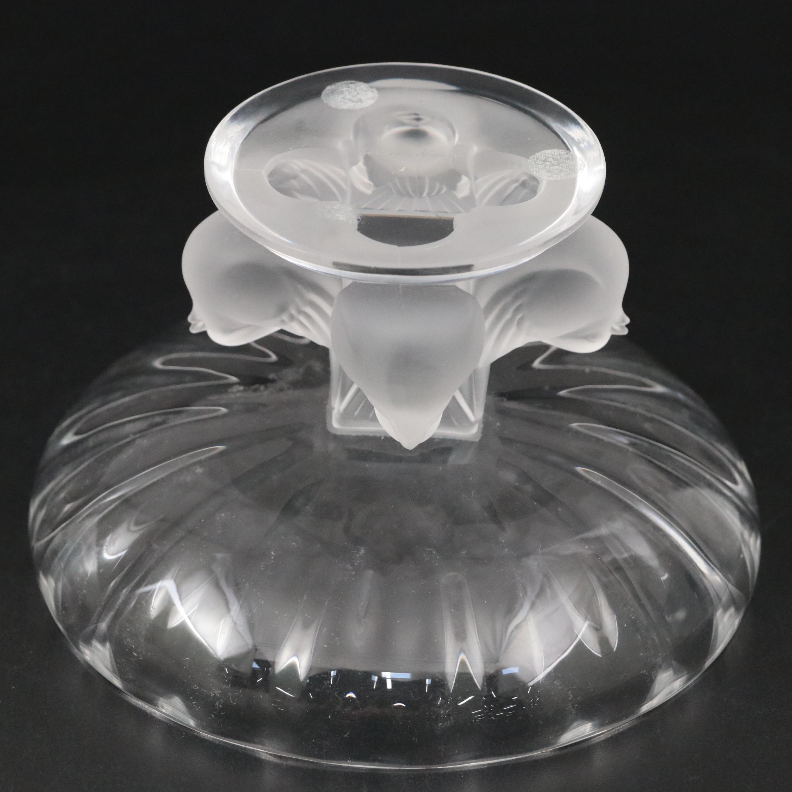 Lalique "Nogent" Frosted and Clear Crystal Footed Bowl, 1945–1977