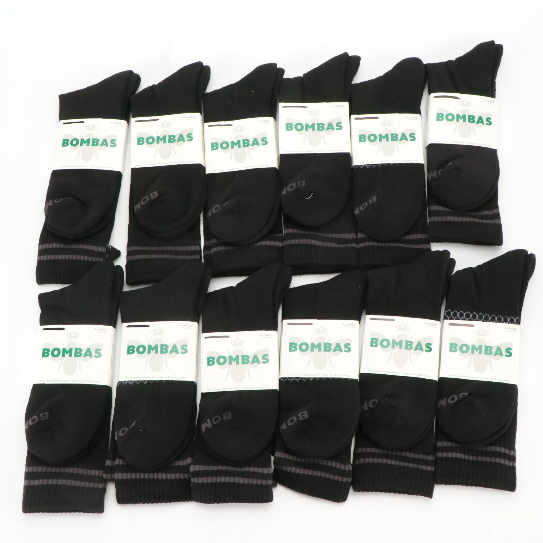 Bombas Black Cotton Blend Crew Socks