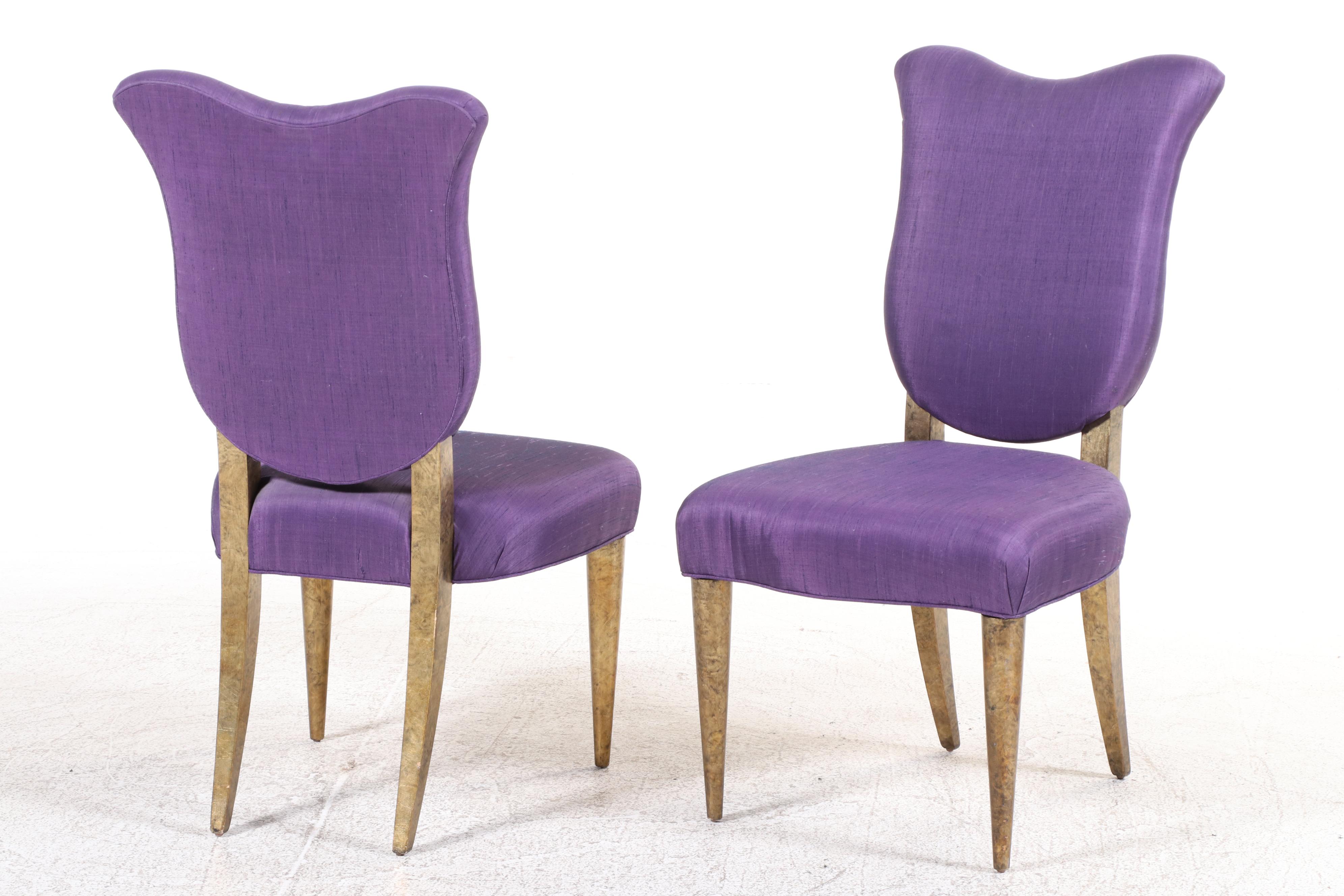 Swaim Furniture Gold Leaf-Decorated Extension Dining Table and Ten Chairs