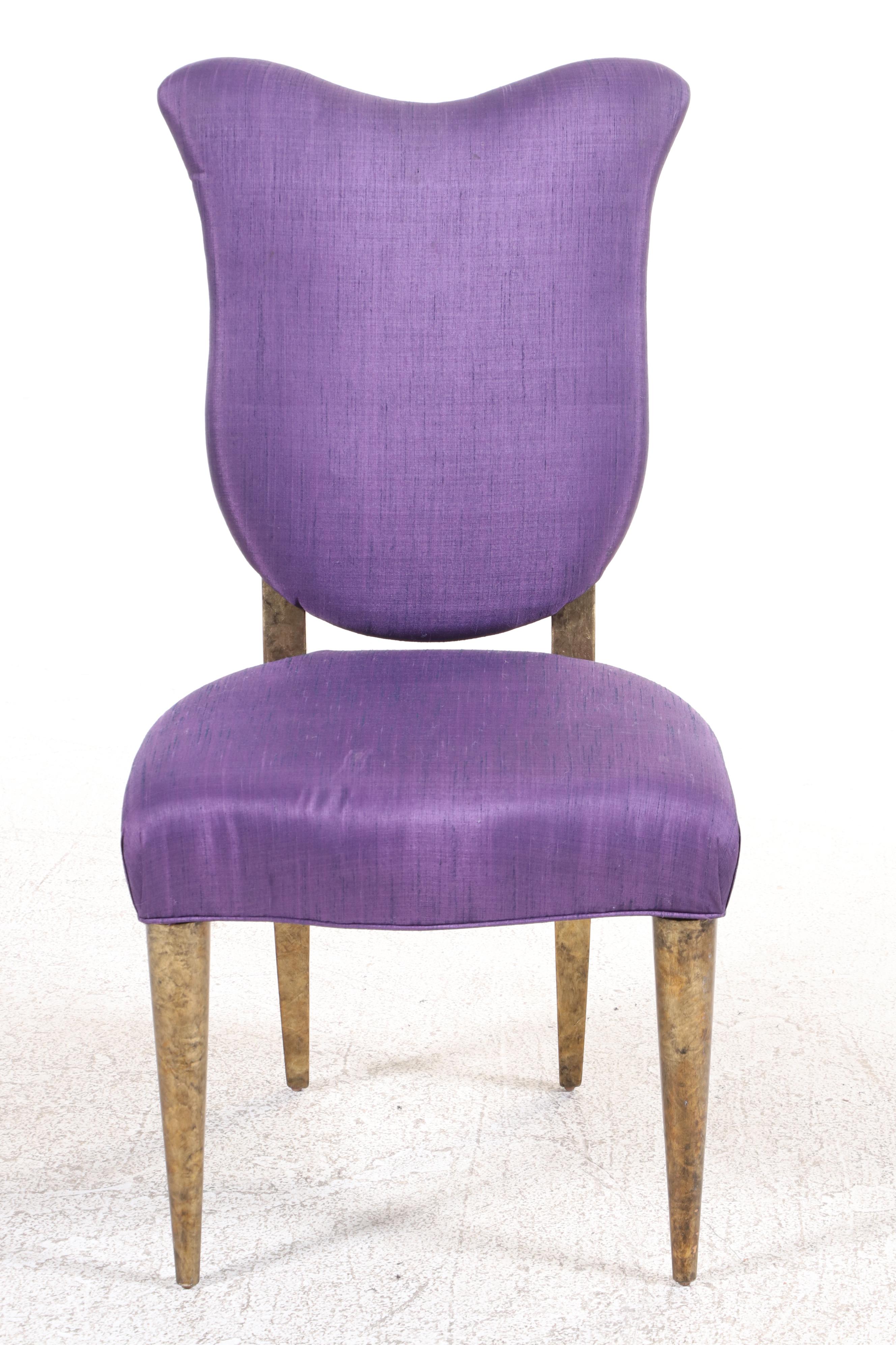 Swaim Furniture Gold Leaf-Decorated Extension Dining Table and Ten Chairs