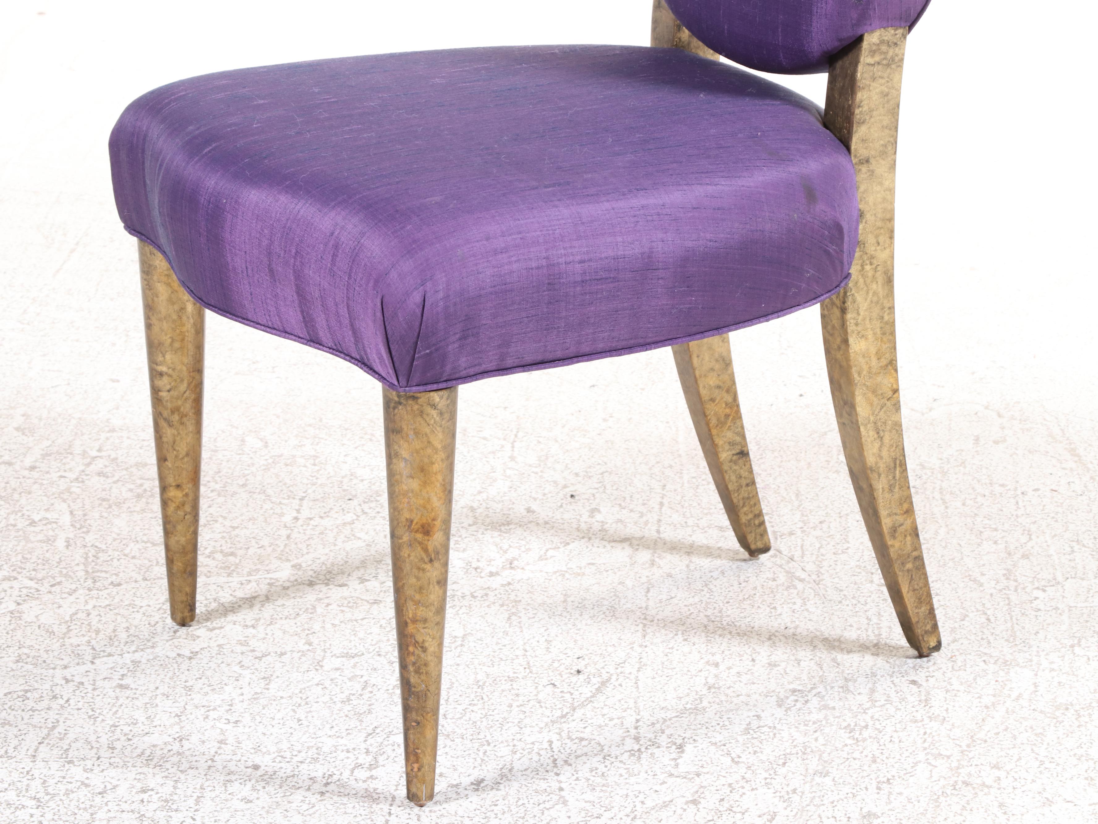 Swaim Furniture Gold Leaf-Decorated Extension Dining Table and Ten Chairs