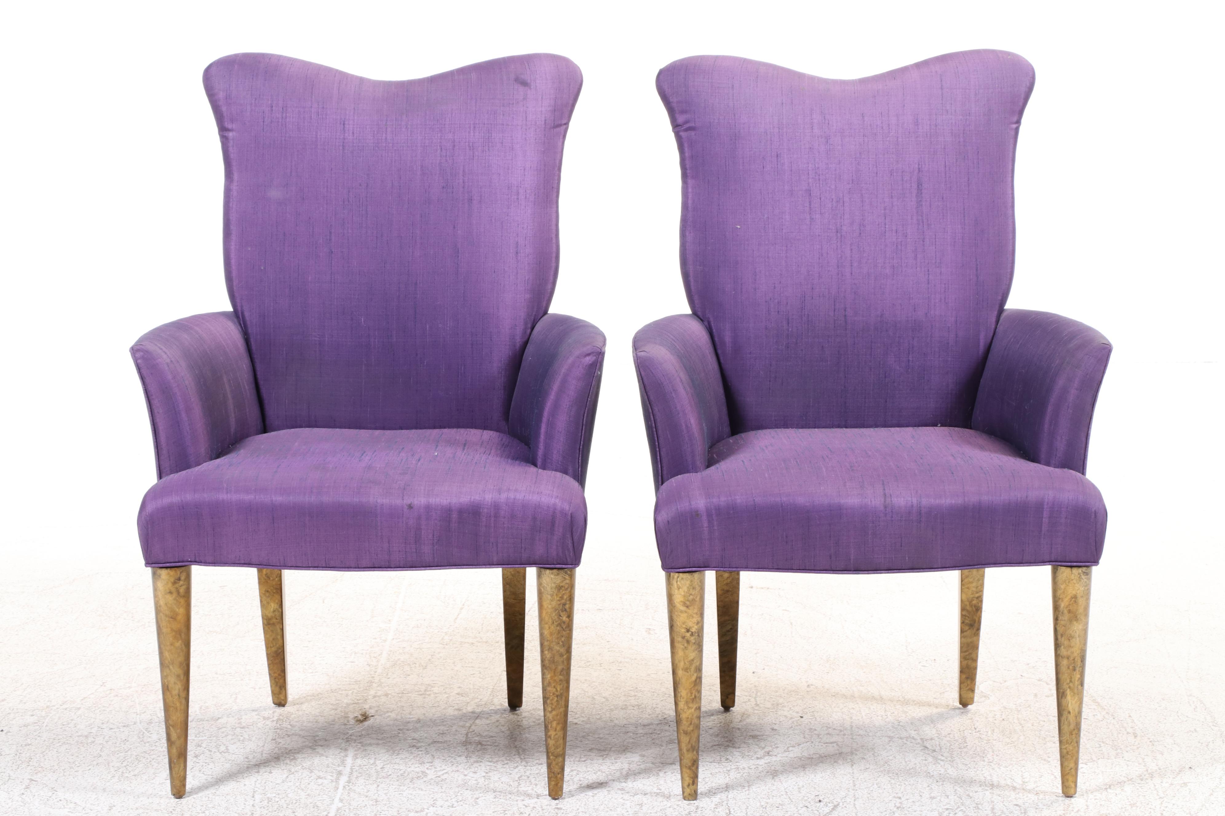 Swaim Furniture Gold Leaf-Decorated Extension Dining Table and Ten Chairs