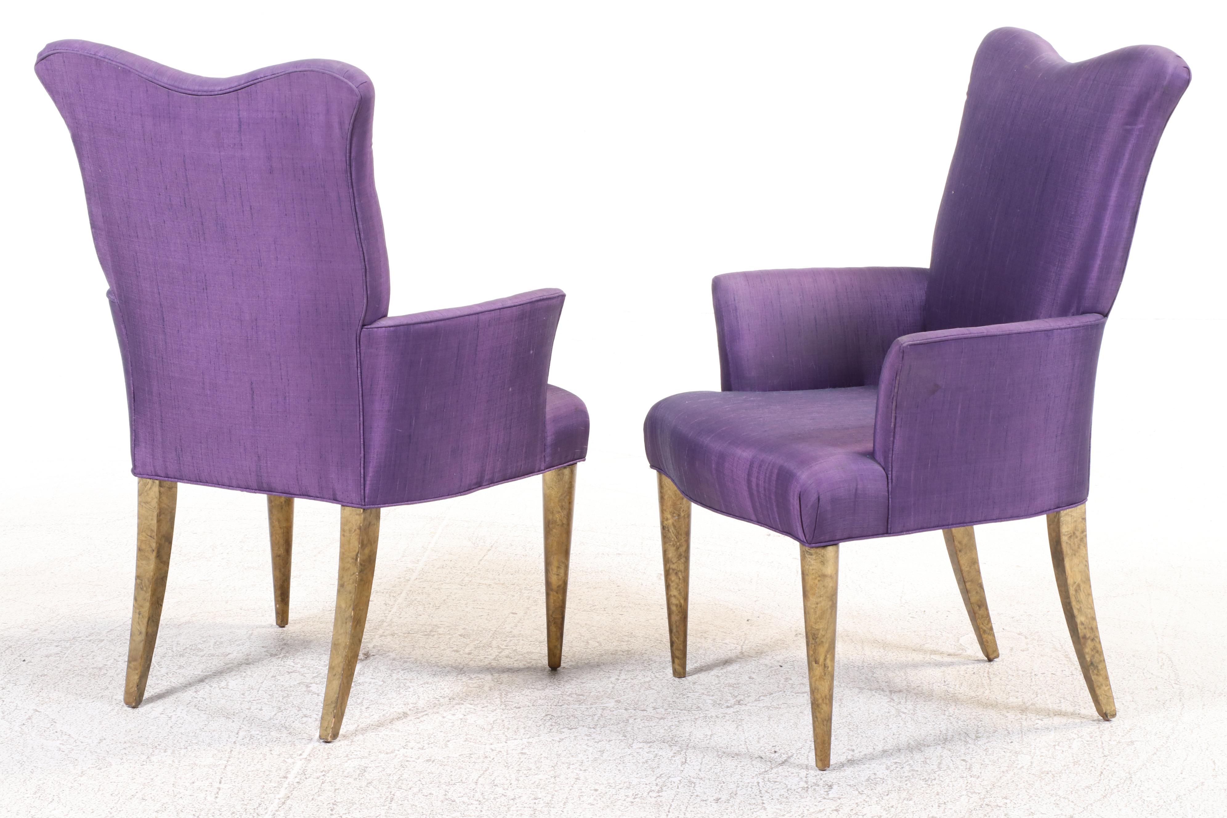 Swaim Furniture Gold Leaf-Decorated Extension Dining Table and Ten Chairs