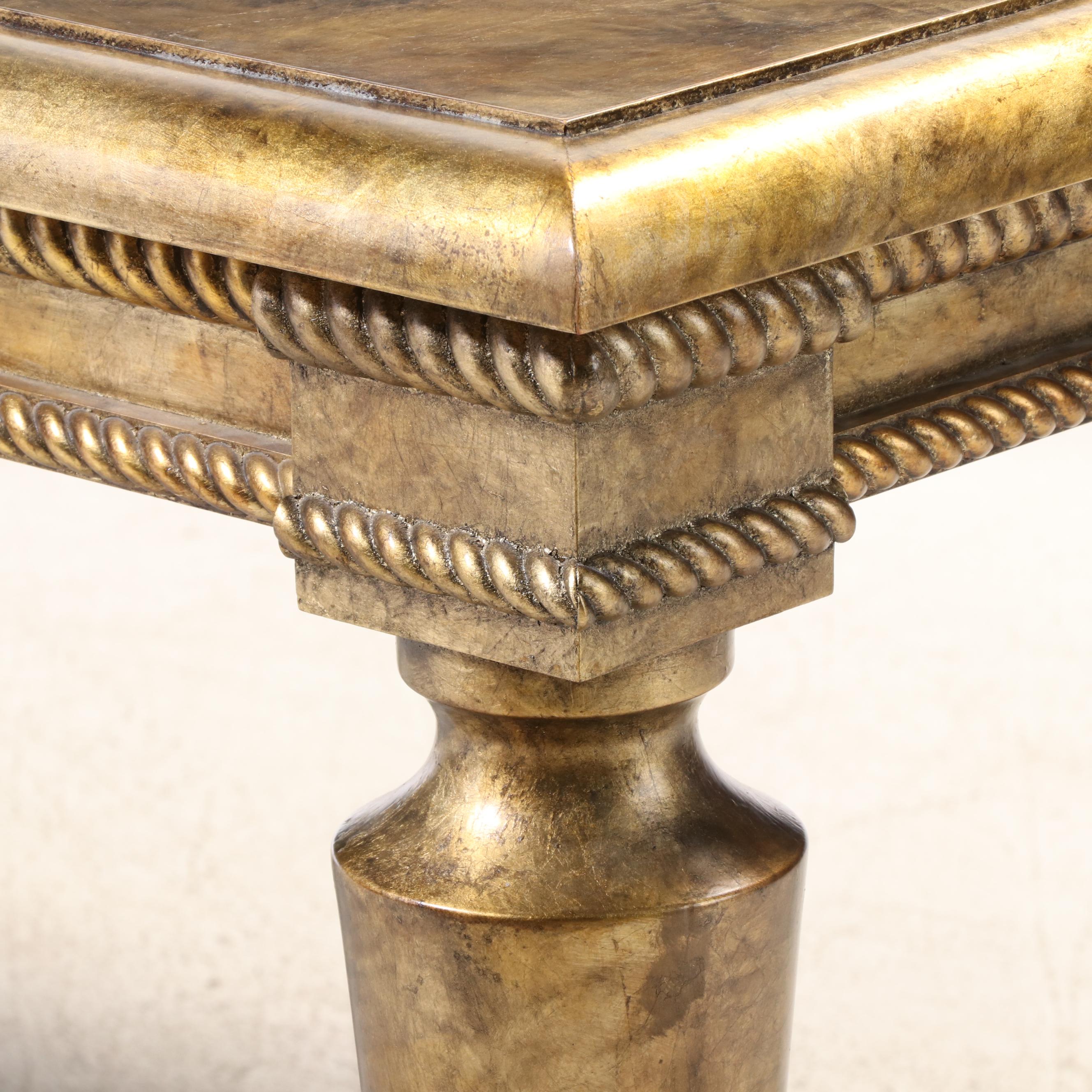 Swaim Furniture Gold Leaf-Decorated Extension Dining Table and Ten Chairs