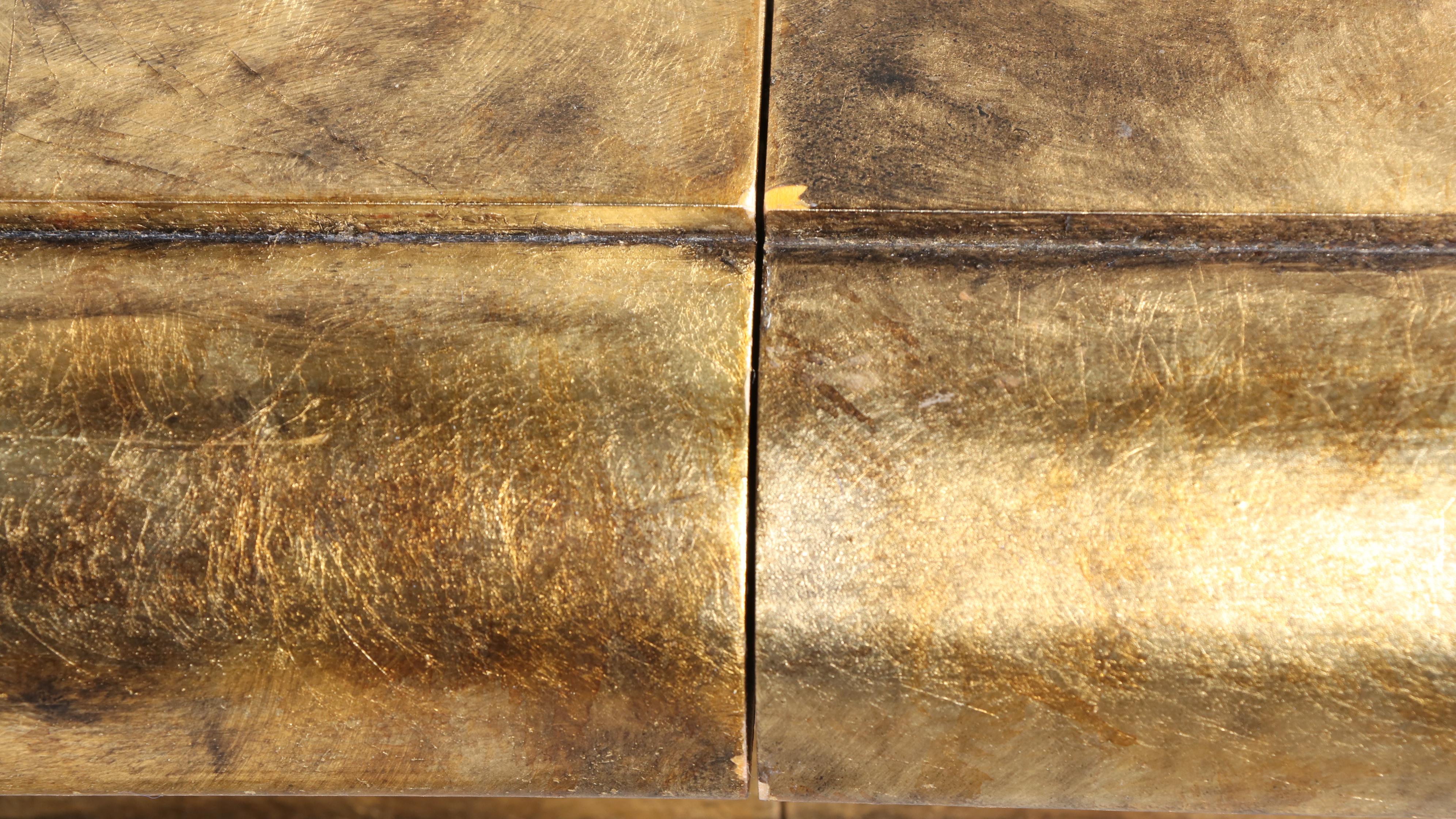 Swaim Furniture Gold Leaf-Decorated Extension Dining Table and Ten Chairs