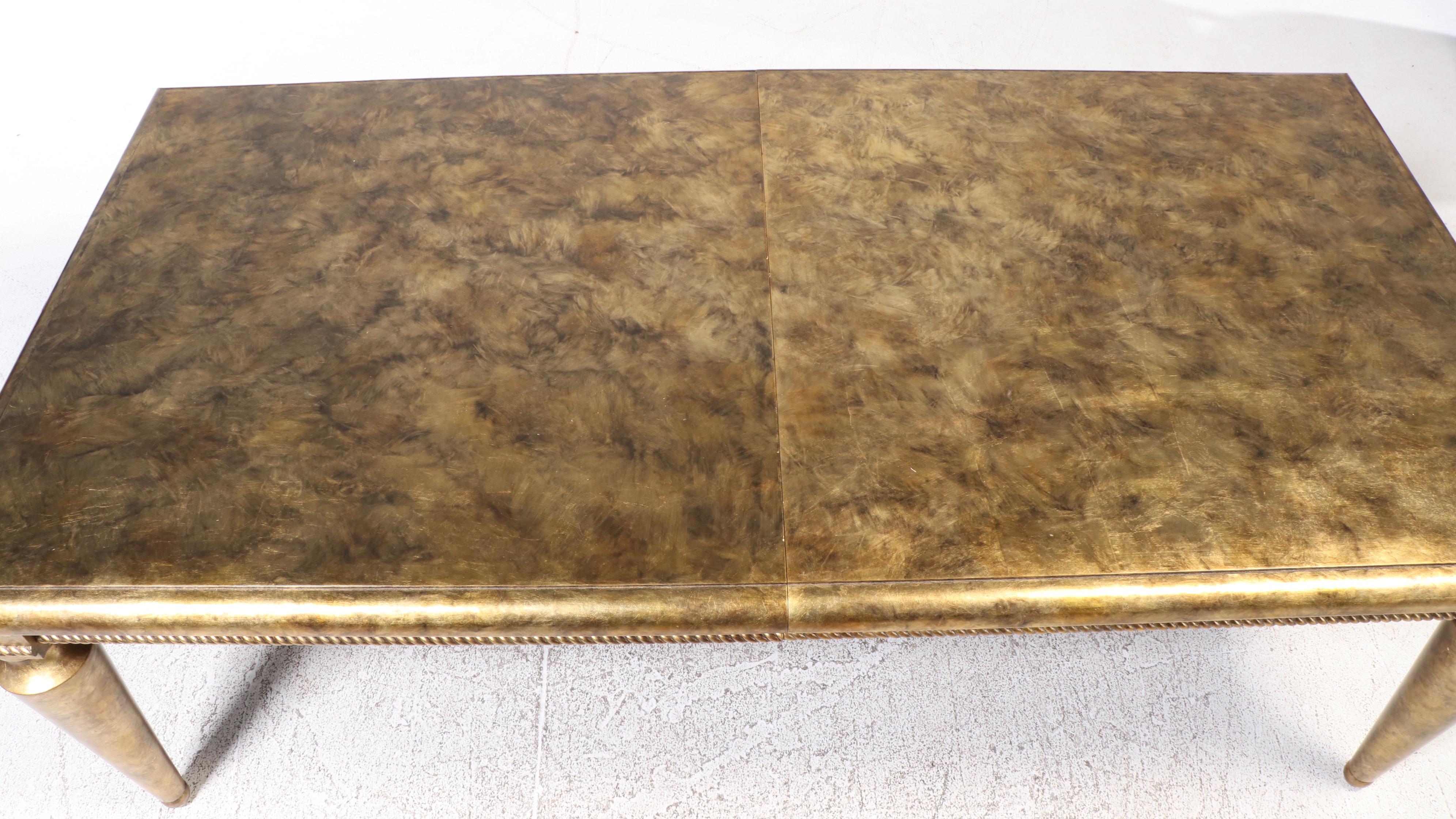 Swaim Furniture Gold Leaf-Decorated Extension Dining Table and Ten Chairs