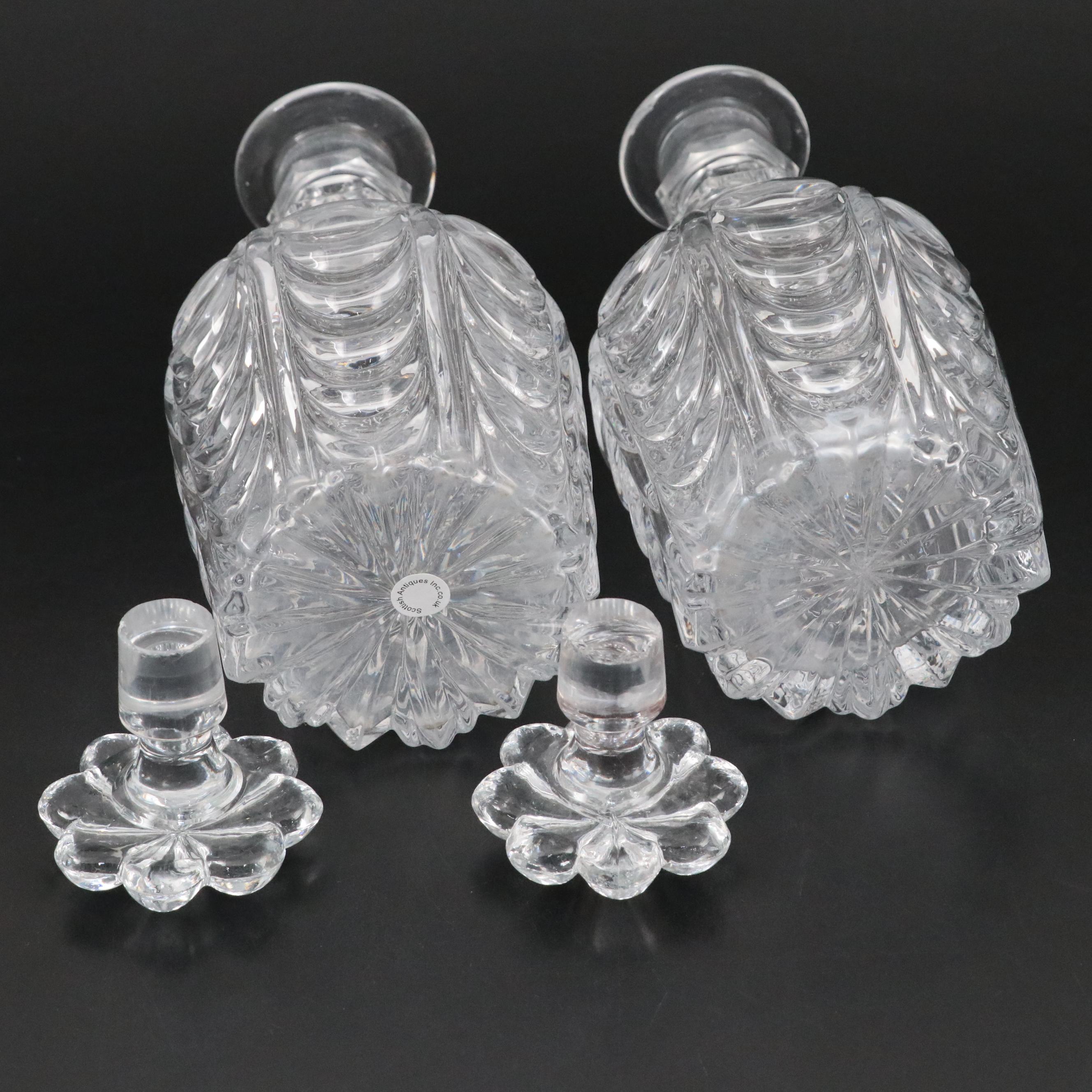 Pair of Baccarat Mold Blown Glass ‘Moule En Plein’ Decanters